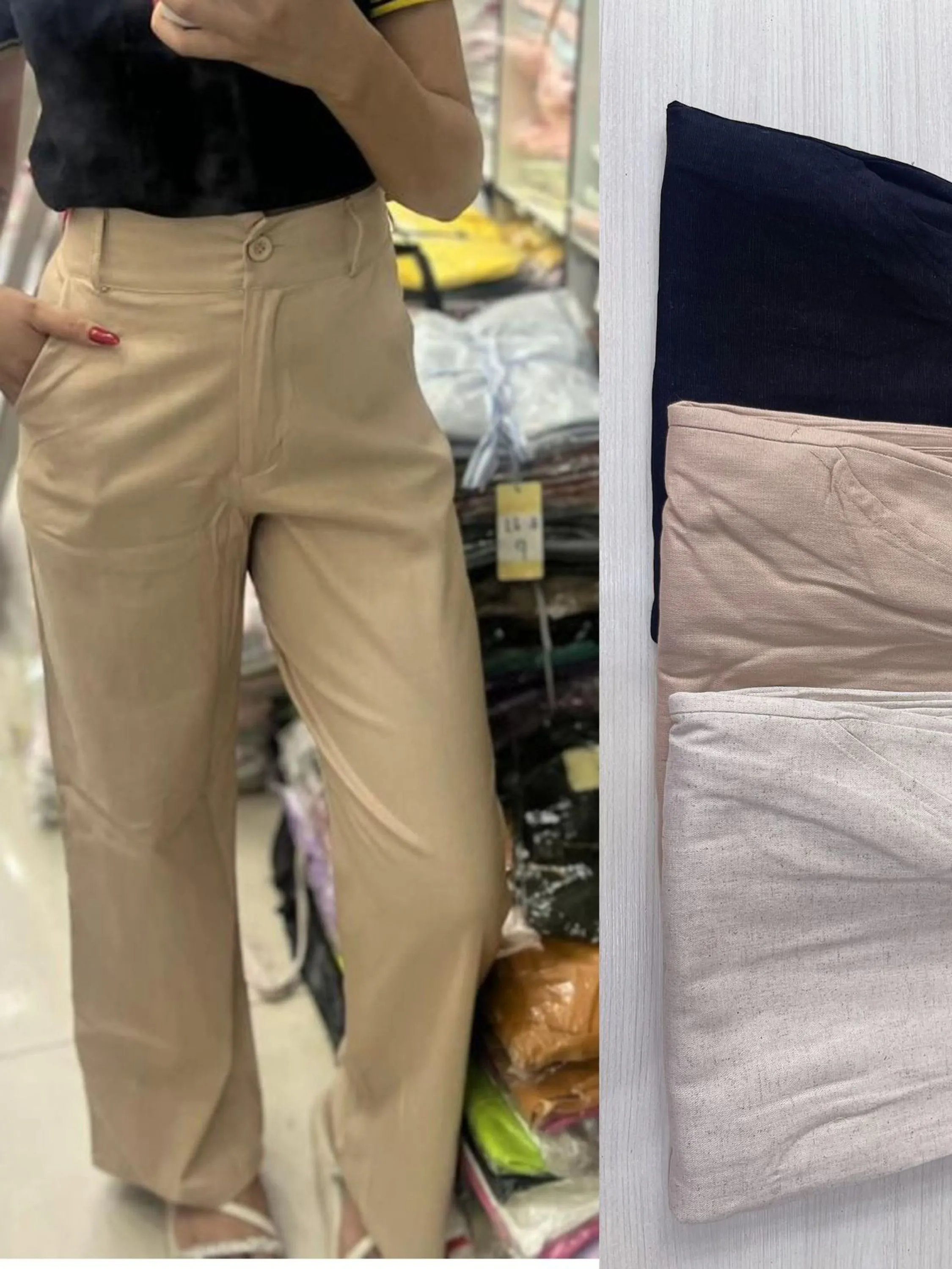 Calça pantalona de Linho feminina