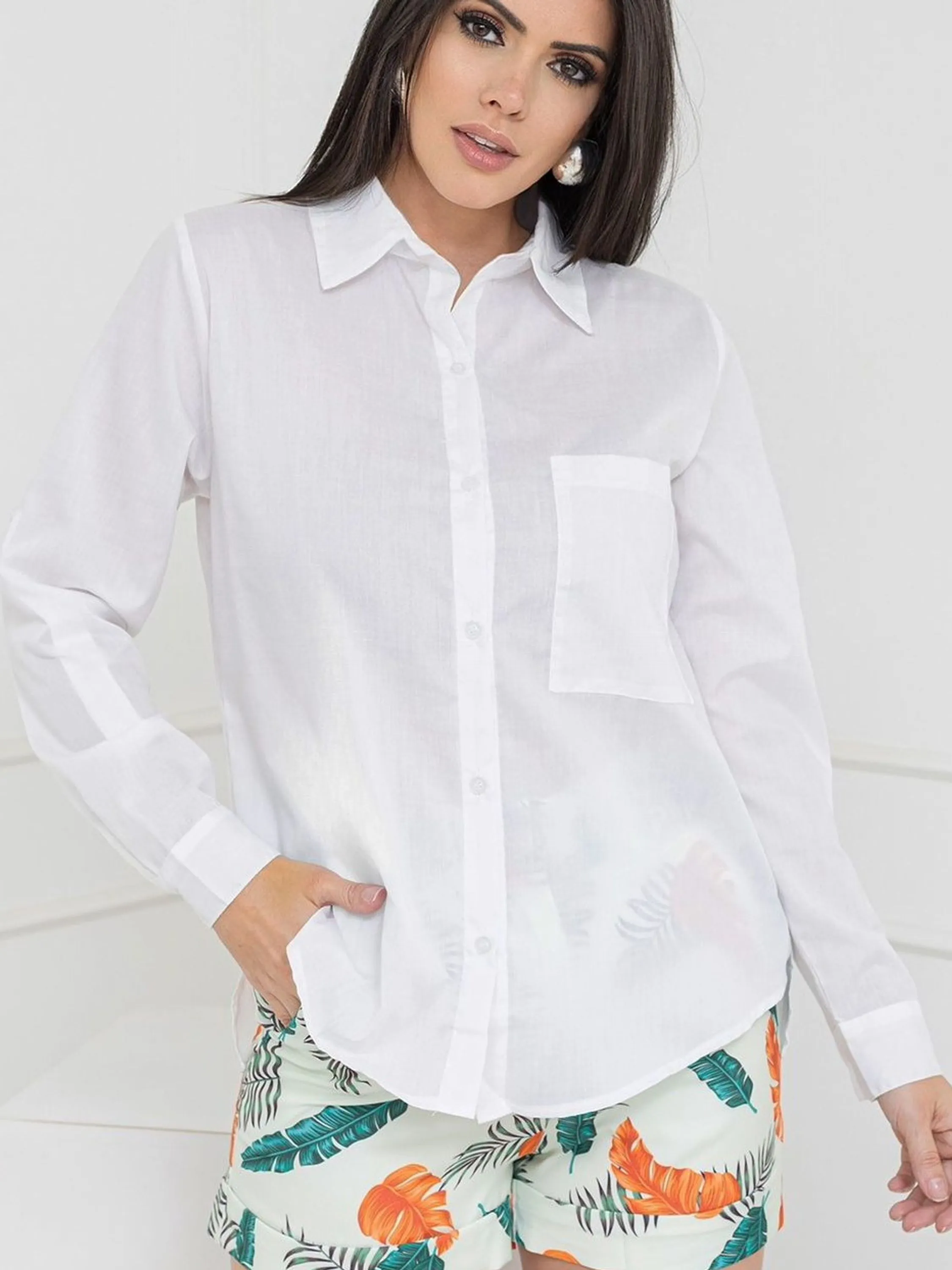 Camisa algodão oversize feminina