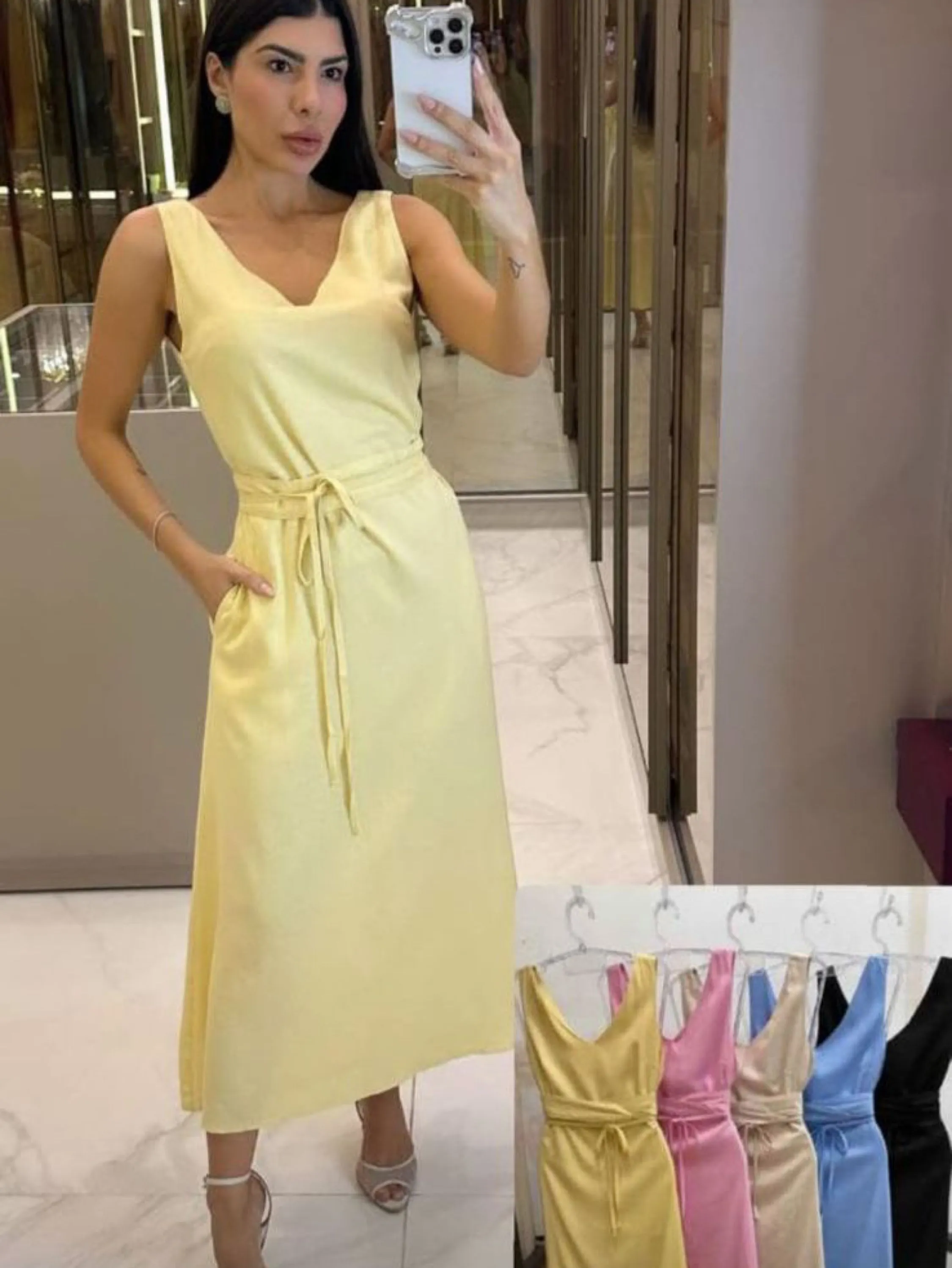 Vestido medi feminino YY2831-5(Linho)