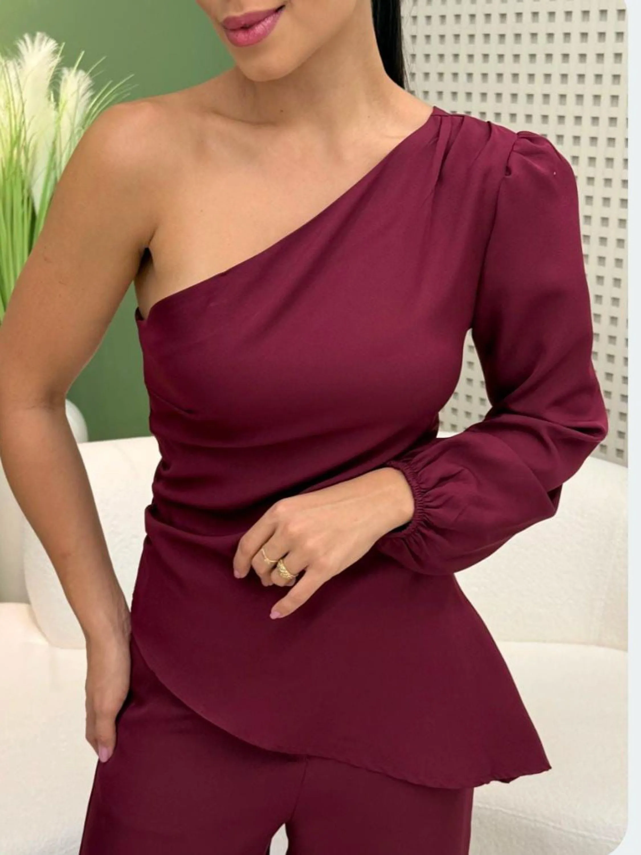 Blusa mula manca manga longa ombro só YY2893 ( alfaiataria)