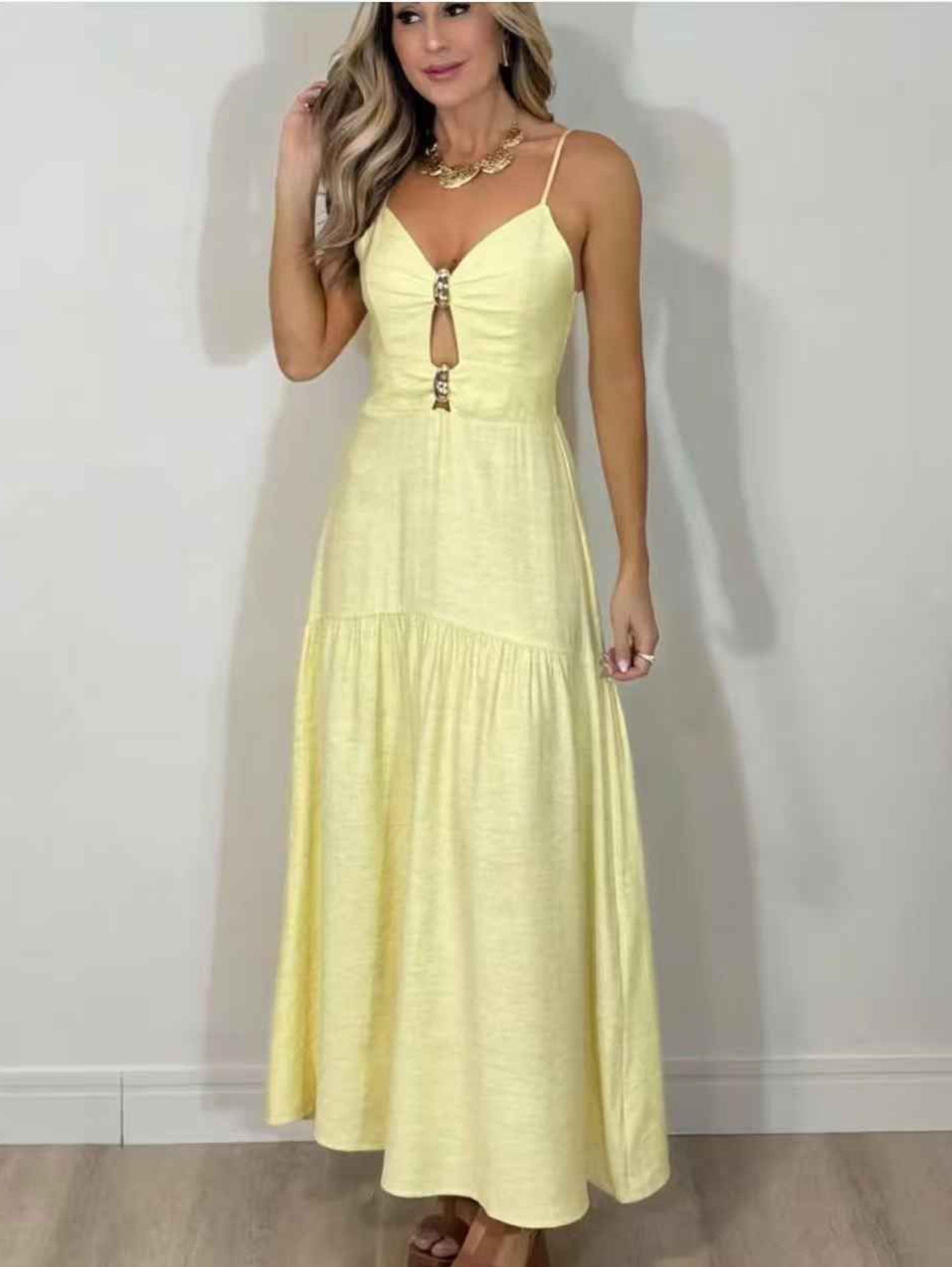 Vestido longo com alcinha regulável YY2938( Marrant)