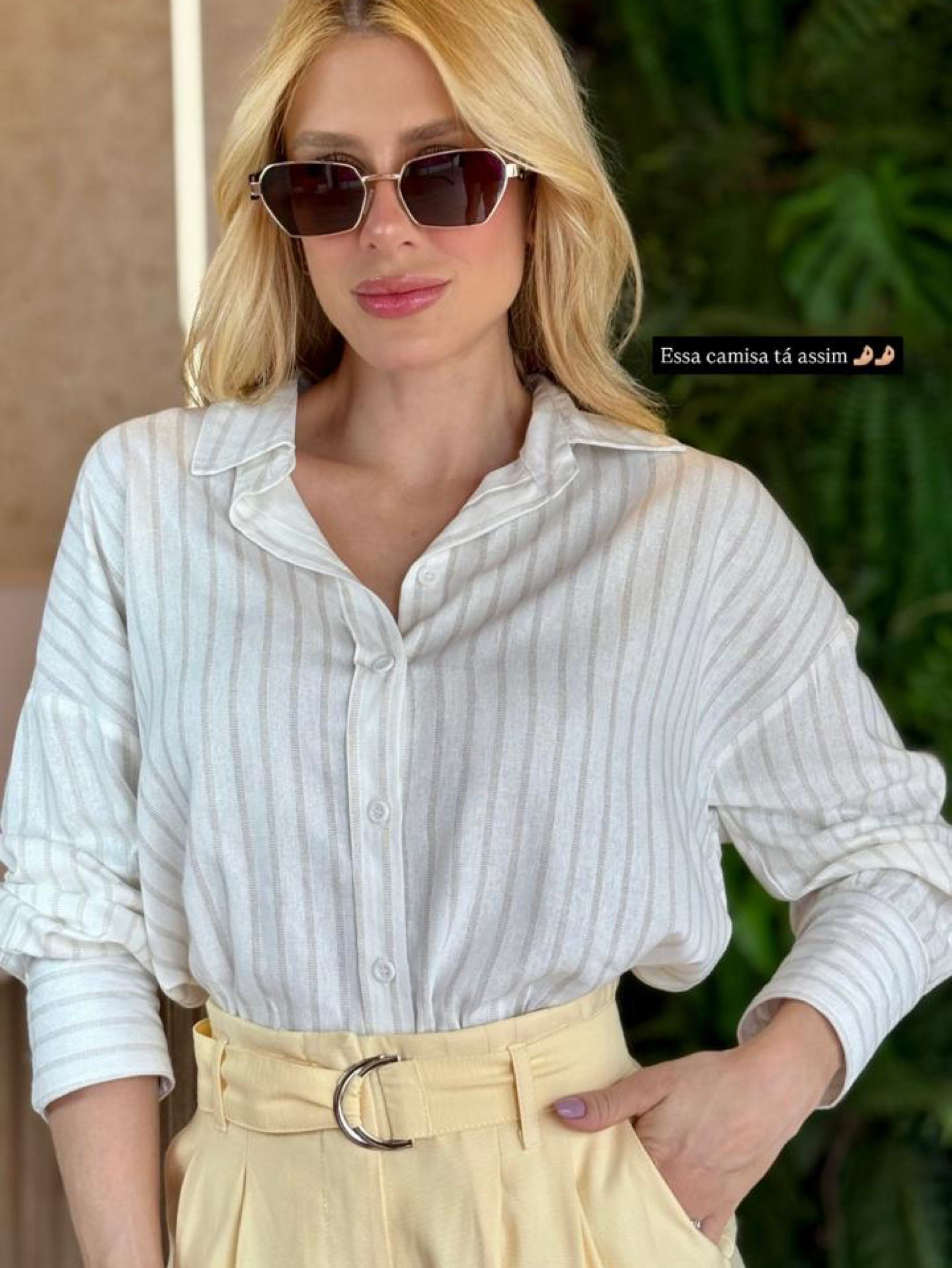 Camisa feminina listrada YY2949 (Linho )