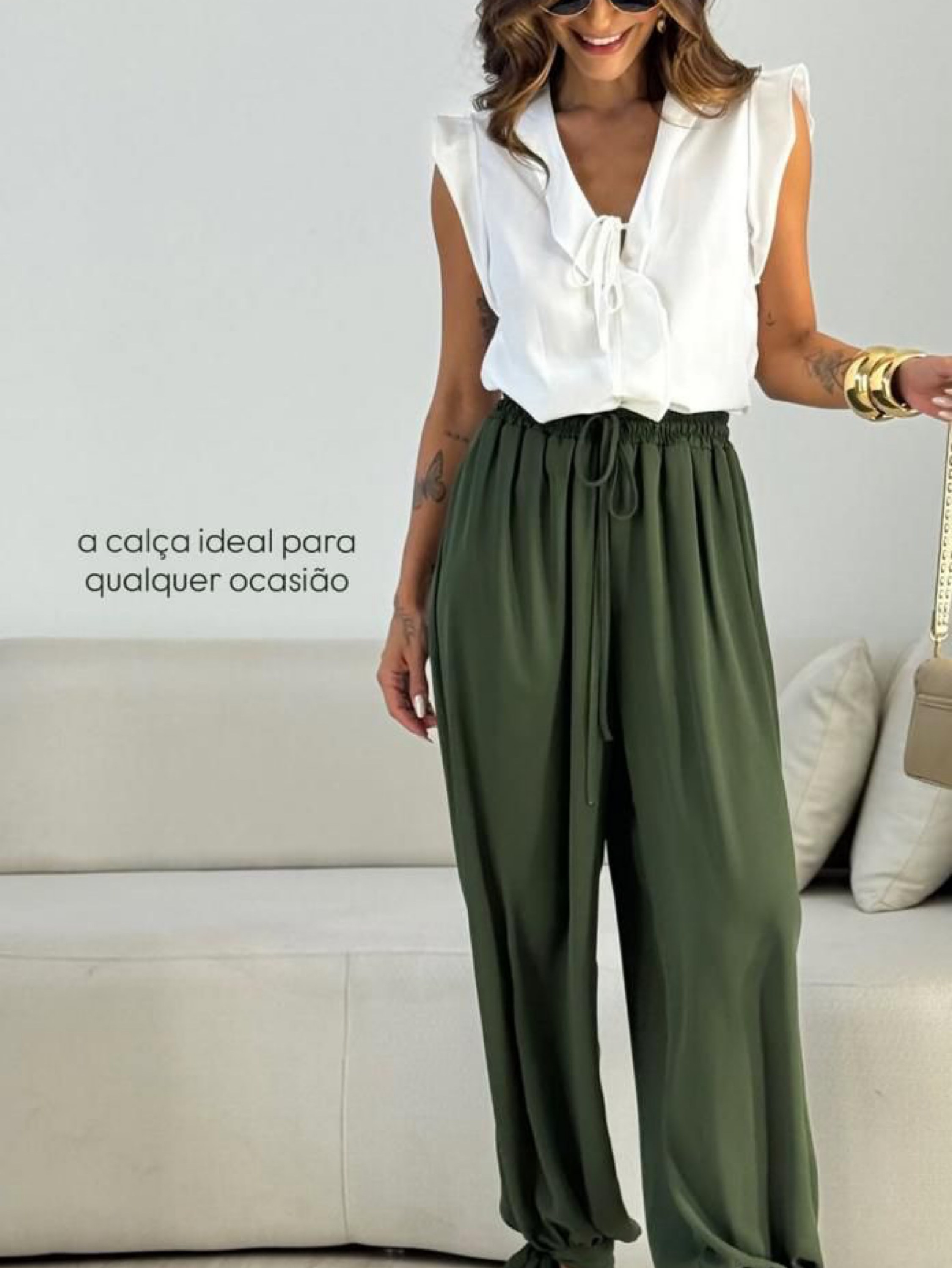 Calça Aladim feminina YY3003 Crepe