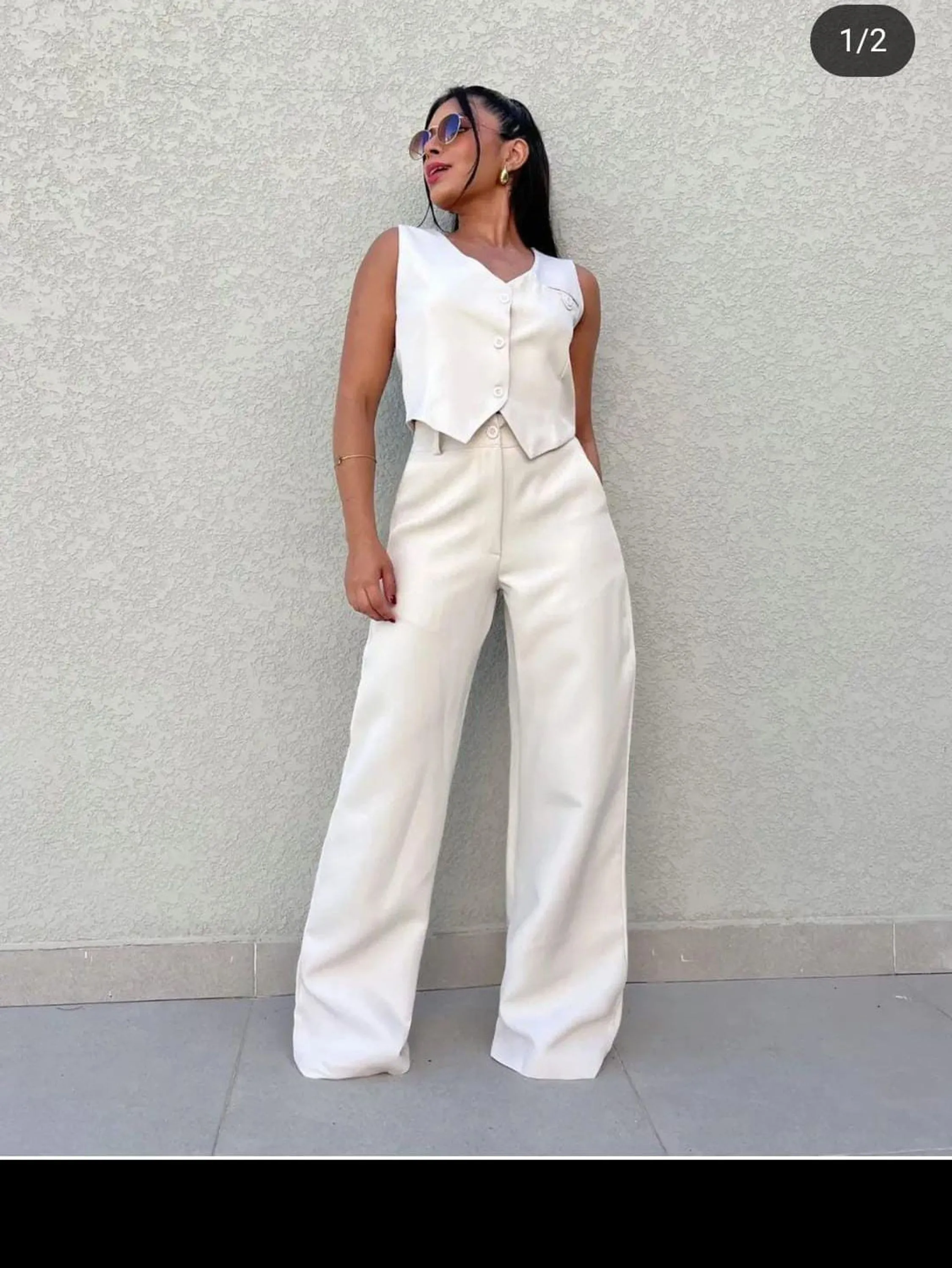 Conjunto colete com calça pantalona YY2850-1 ( alfaiataria)