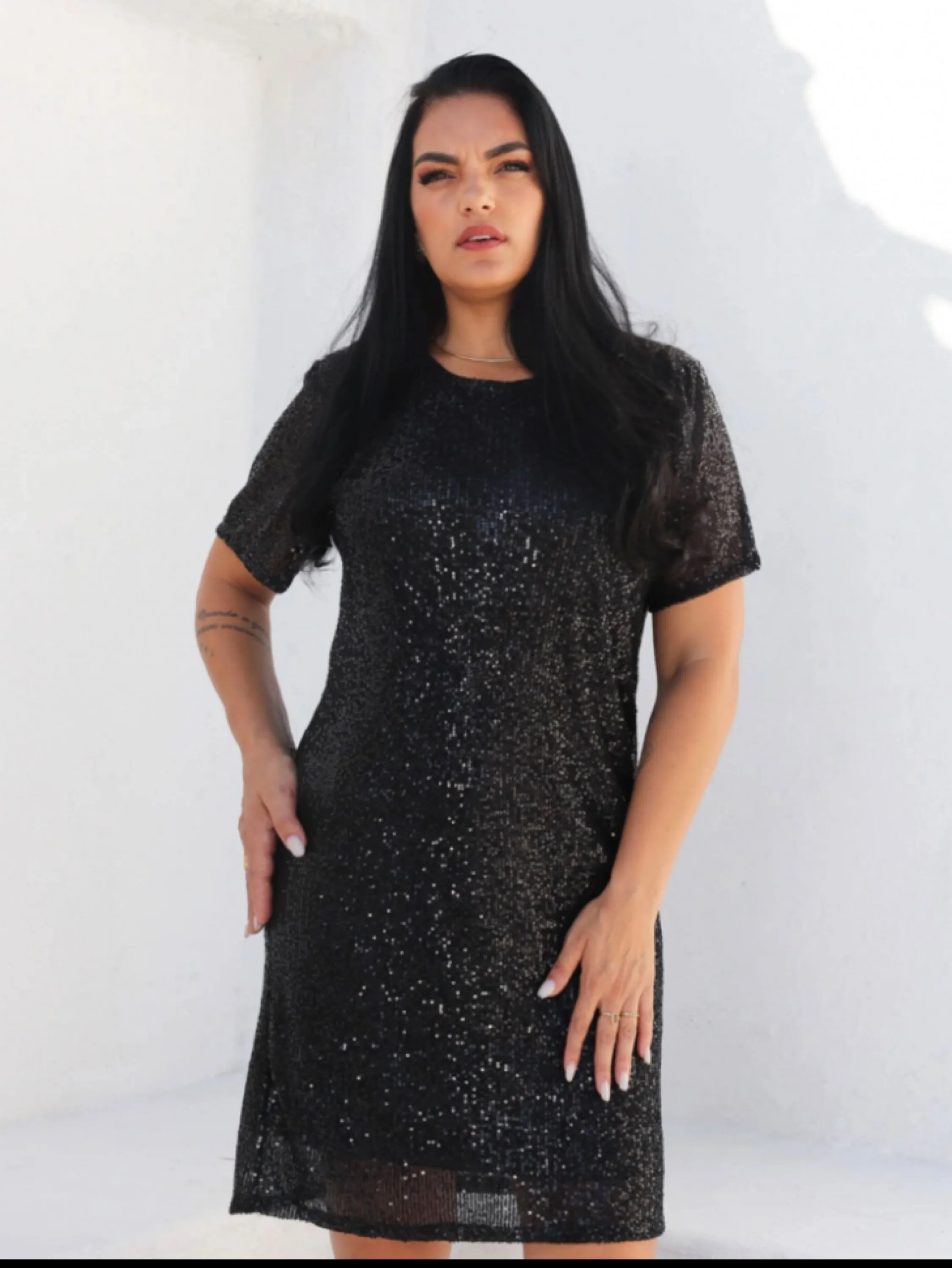 Vestido Paete Plus Size