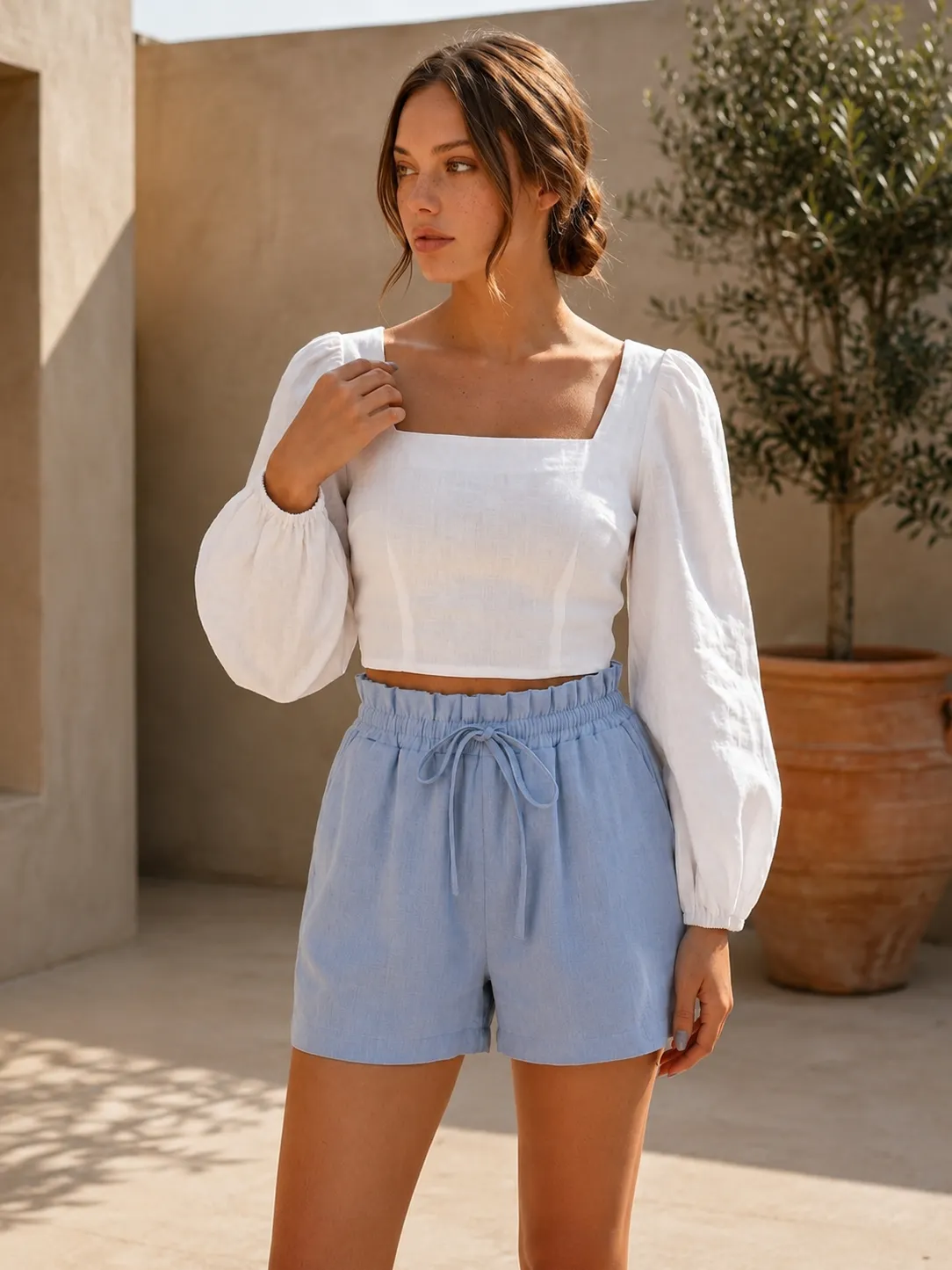 Short Bermuda Feminina em Linho Verão