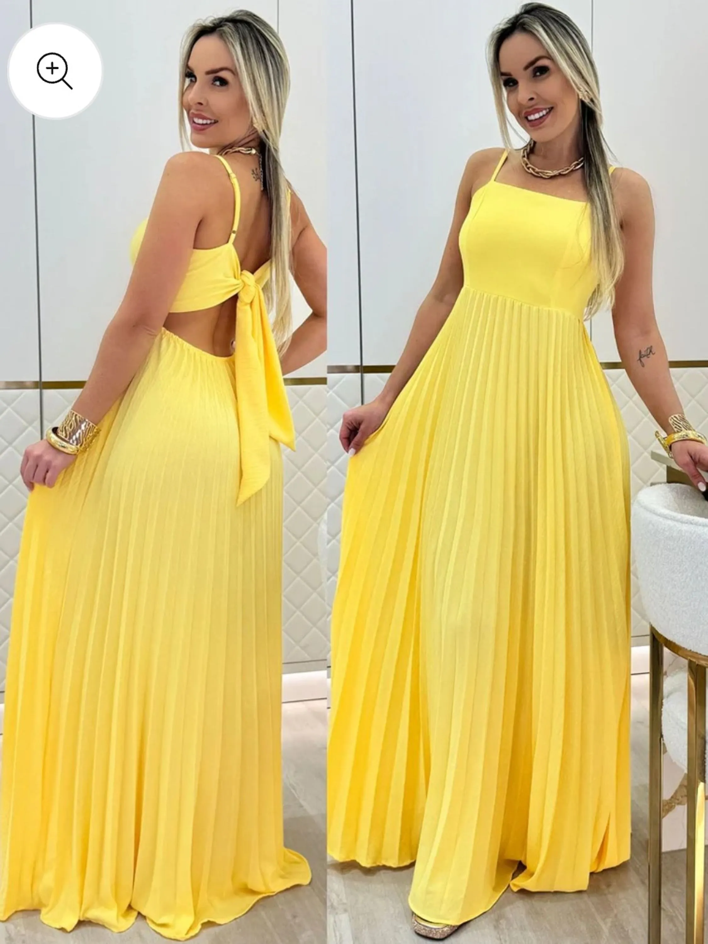 Vestido Longo Plissado clm amarraçao