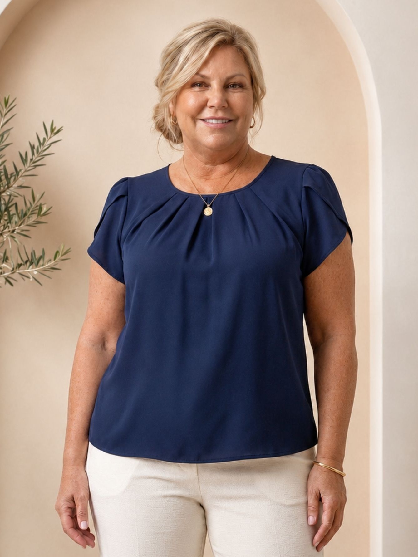 Blusa Feminina Plus Size Social Elegante em Crepinho