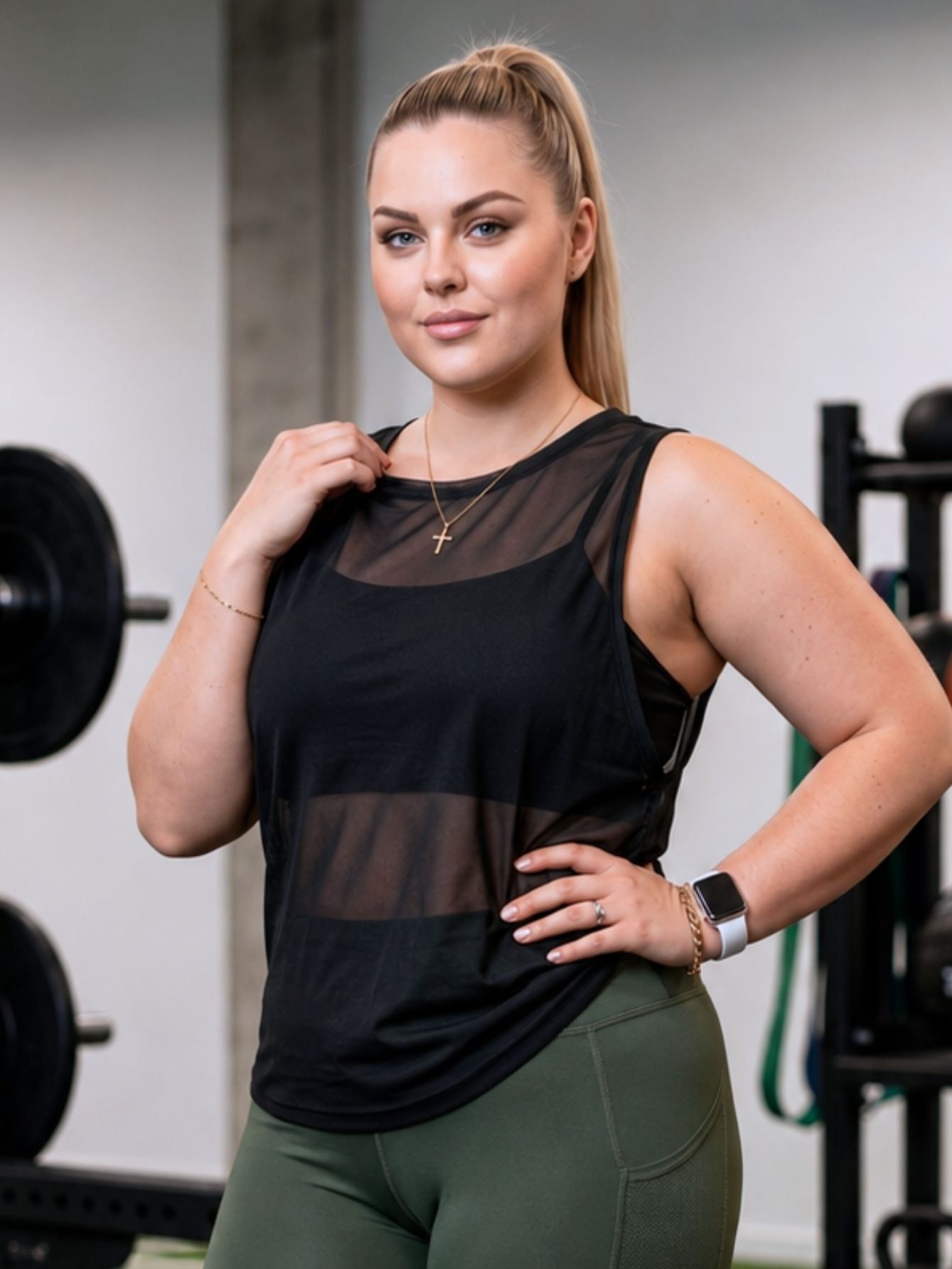 Regata Feminina em Tule Transparente Moda Gringa Fitness
