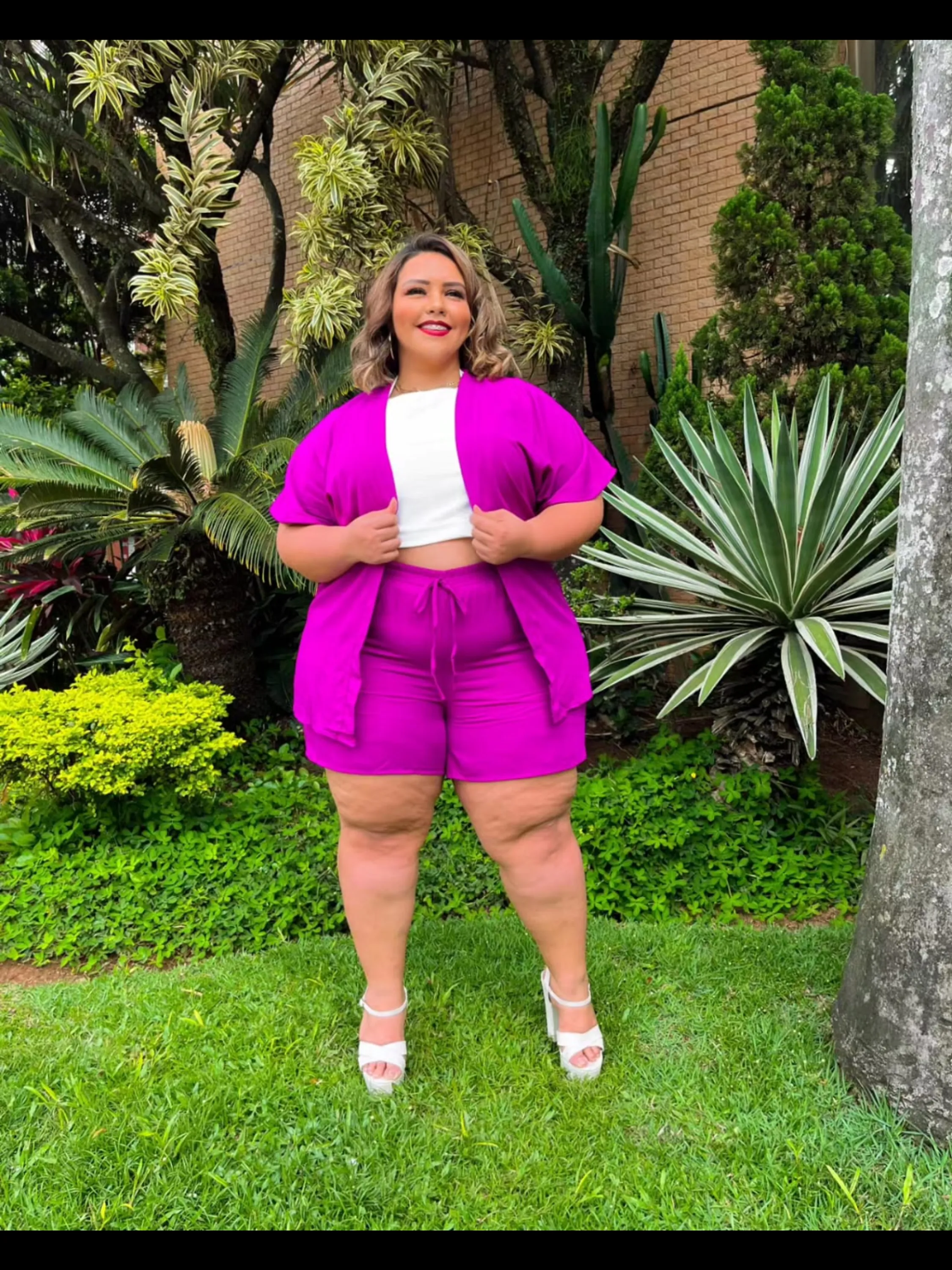 Kimono plus size com short tecido duna cores variadas conforme a disponibilidade