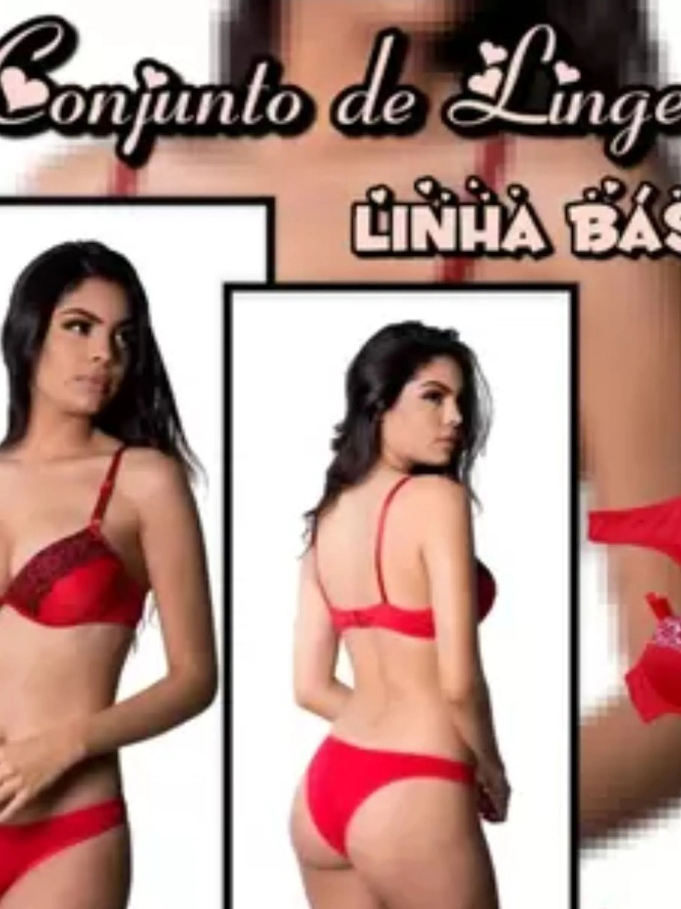 Kit 4 peças conjunto lingerie básico promocional cores variadas e tamanhos variados conforme a disponibilidade da loja