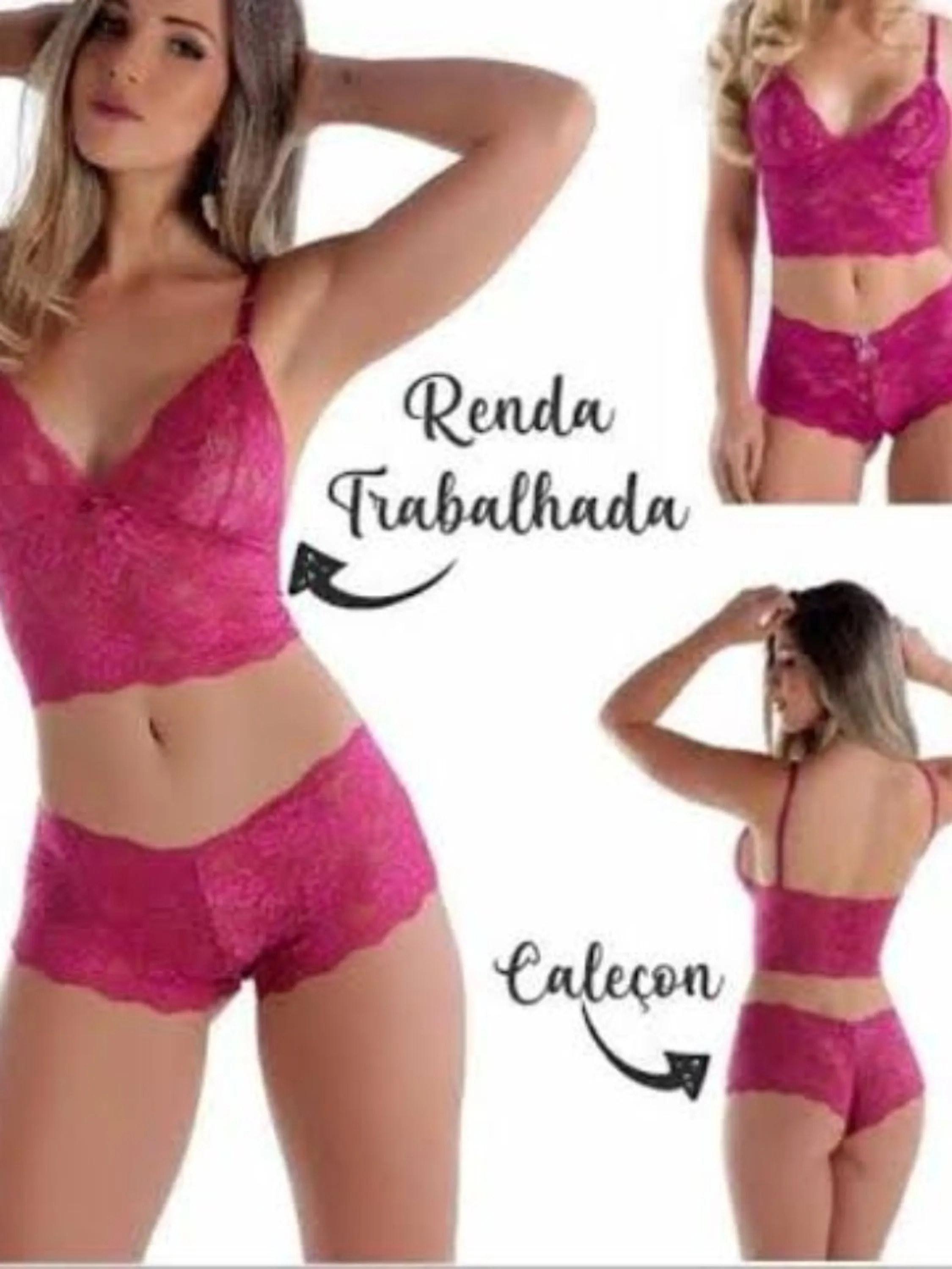 Conjunto lingerie espera marido sem bojo rendas variadas e cores variadas conforme a disponibilidade da loja