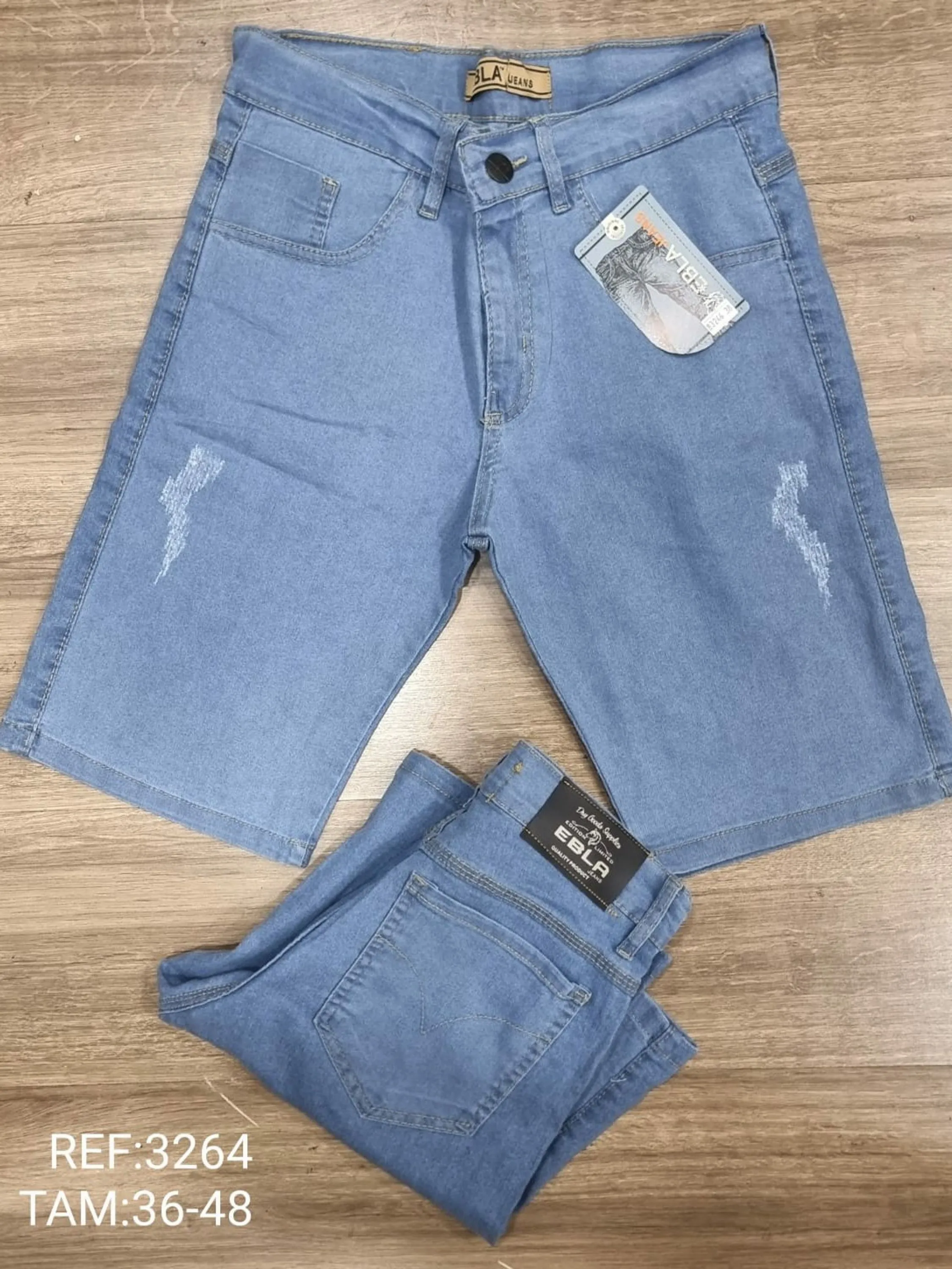 Bermuda jeans masculino lycra arranhão de gato 3264