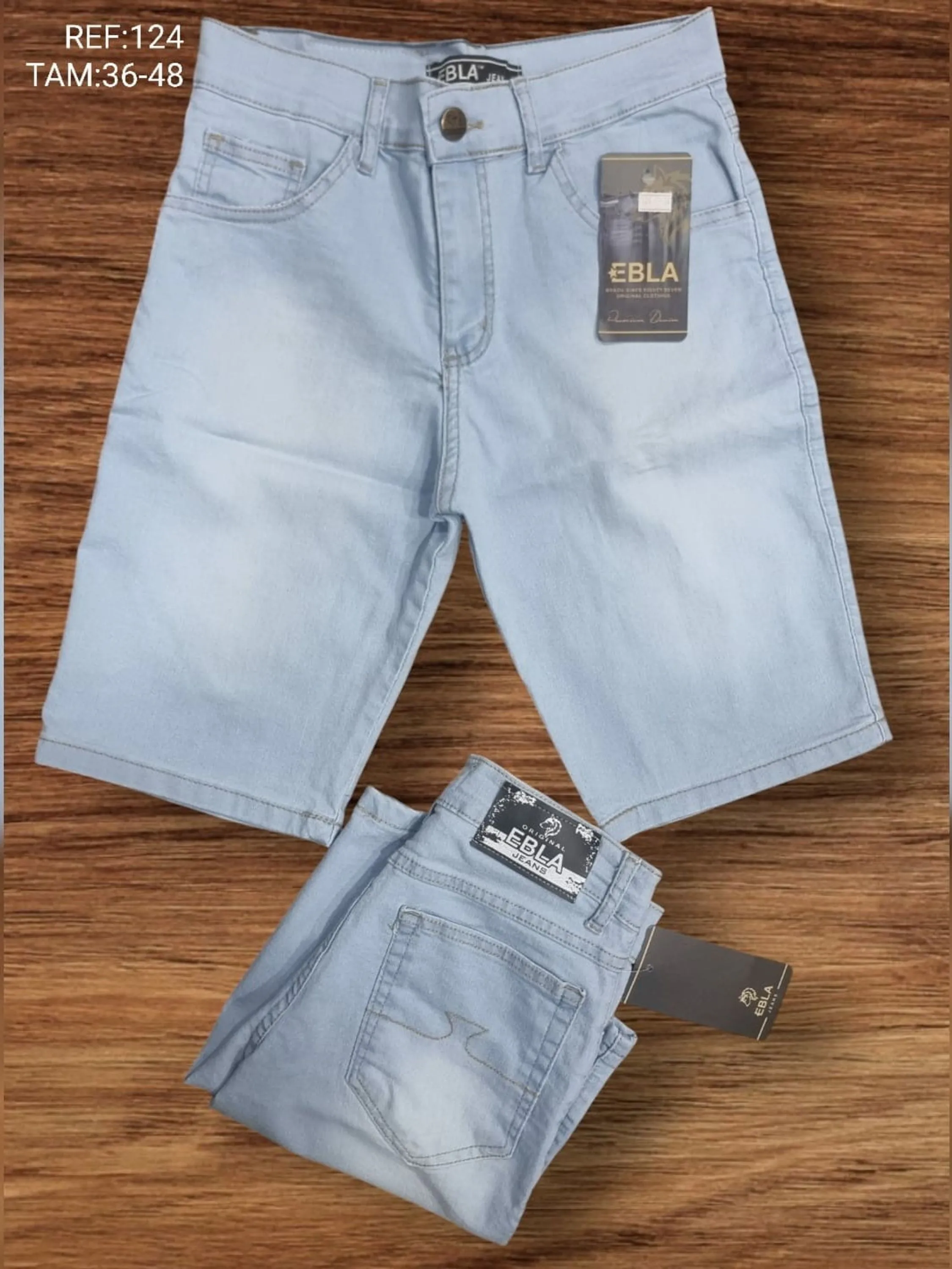 Bermuda jeans masculino delavê com lycra 124