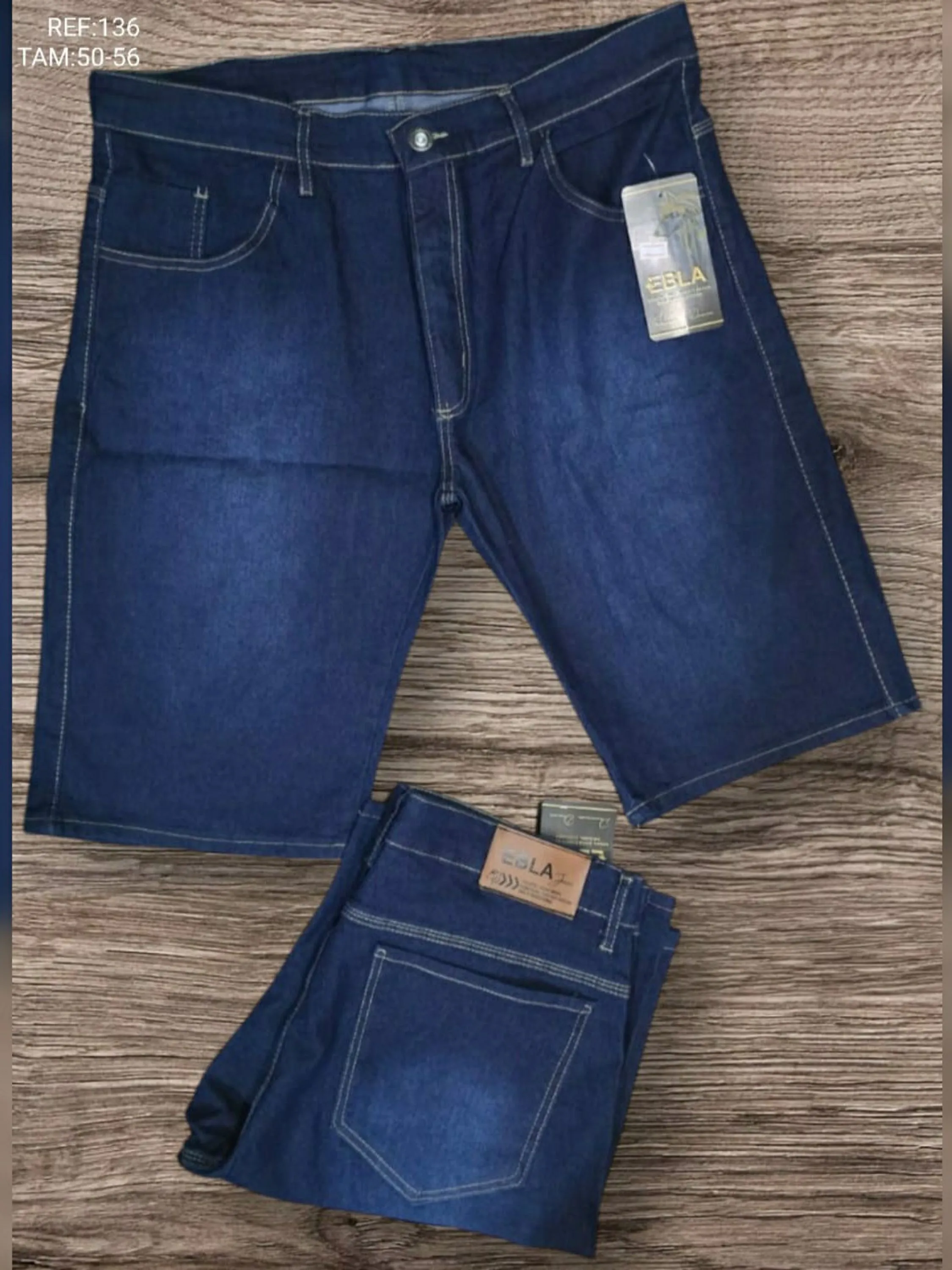 Bermuda jeans masculino plus azul jeans 137