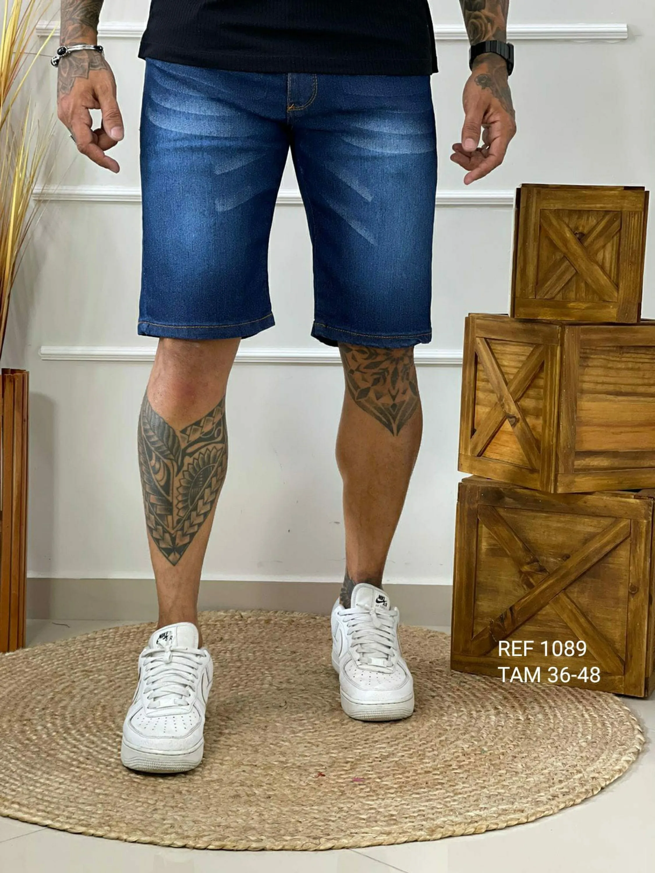 Bermuda jeans masculino azul jeans 3238