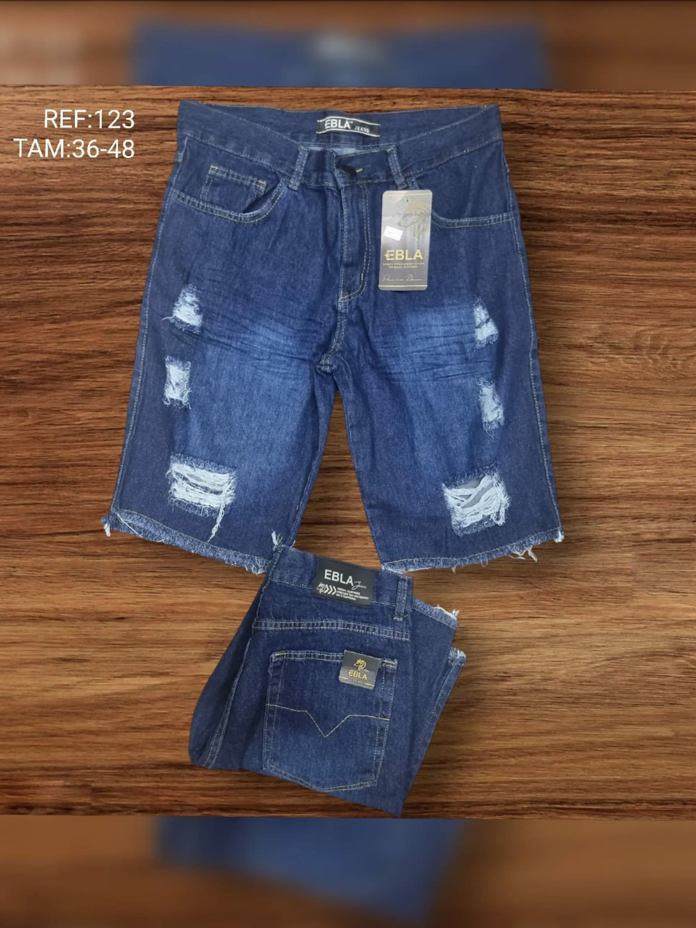 Bermuda jeans masculino destroyd desfiada 123