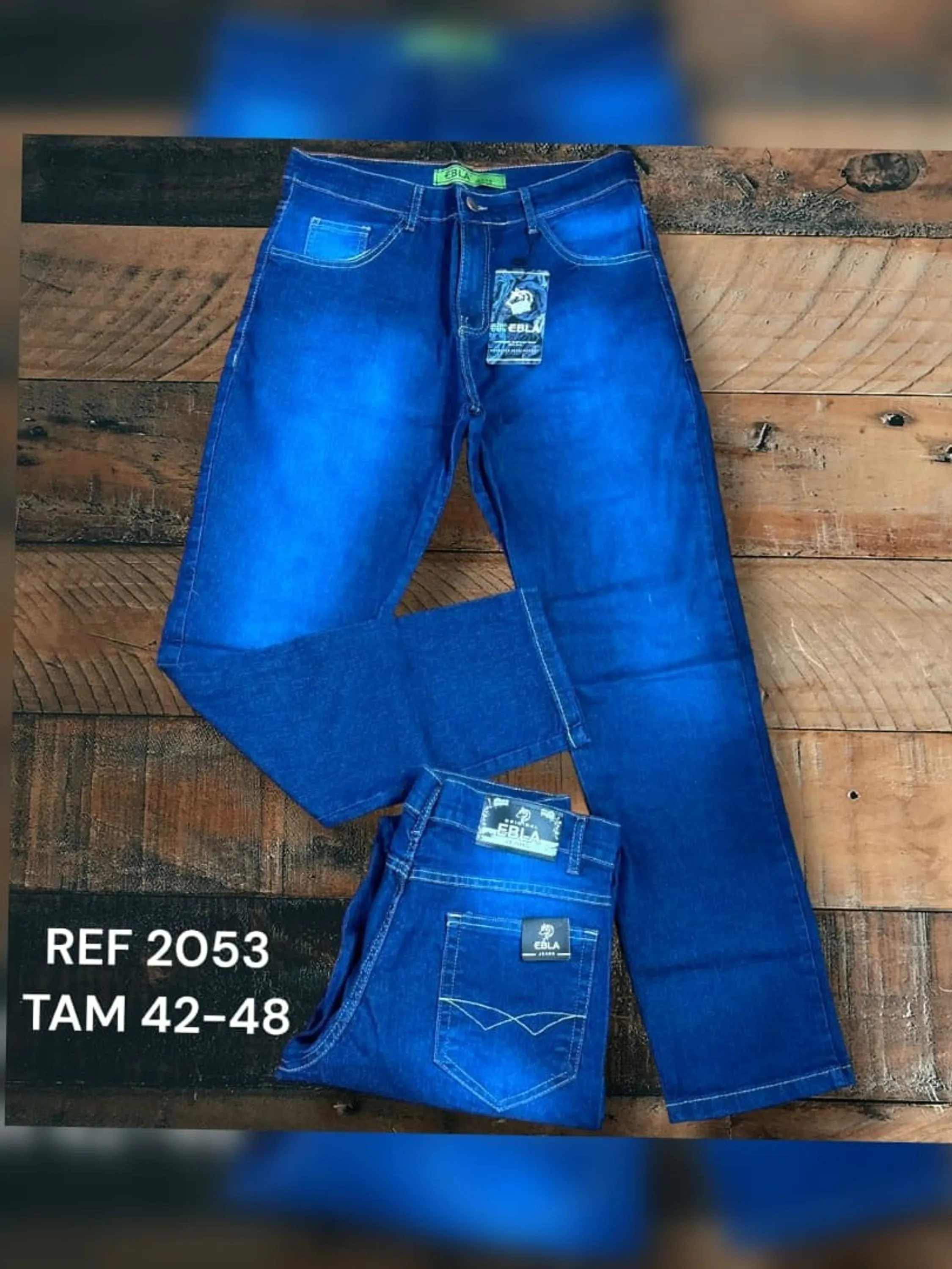 Calça jeans masculino azul jeans 2053