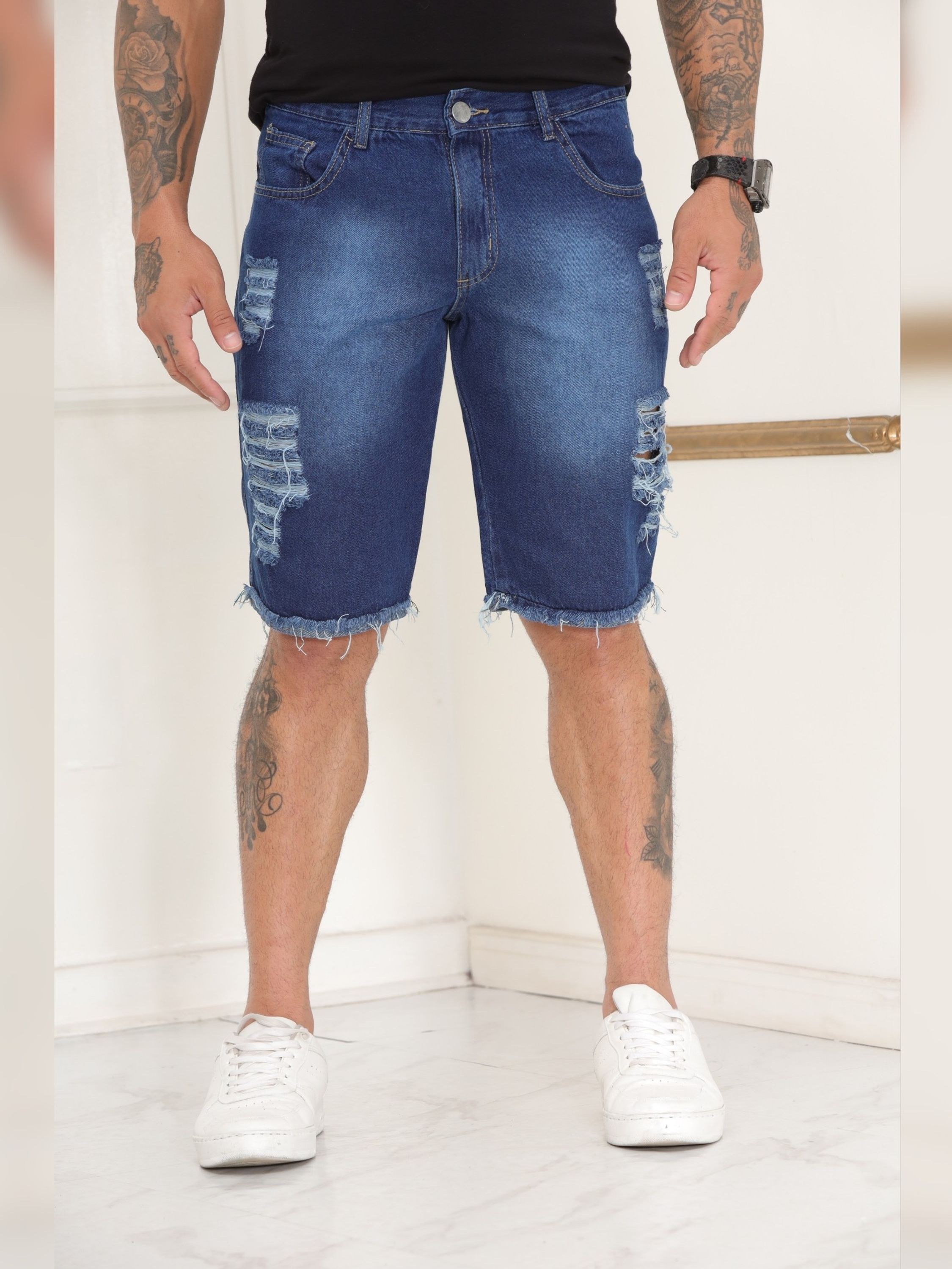 Bermuda masculina masculina destroyd desfiada