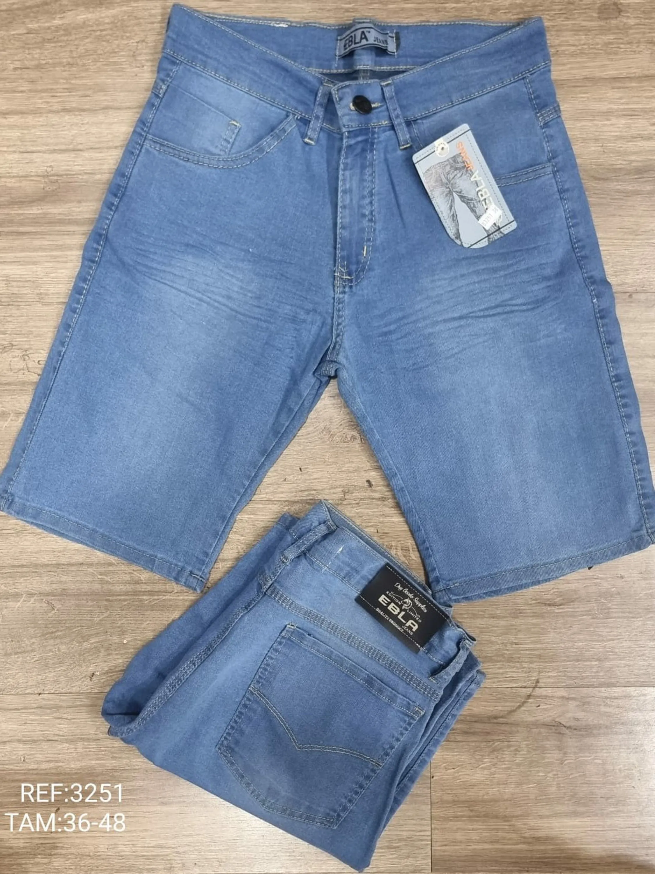 Bermuda jeans masculino lycra clara 3251