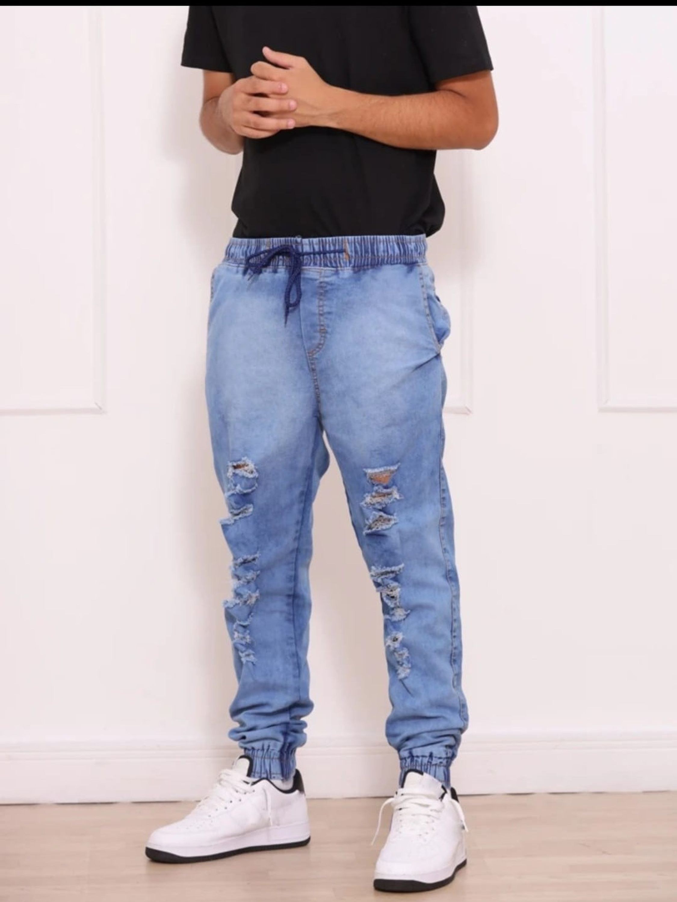 Calça Jeans Masculina jogger rasgada Várias Cores