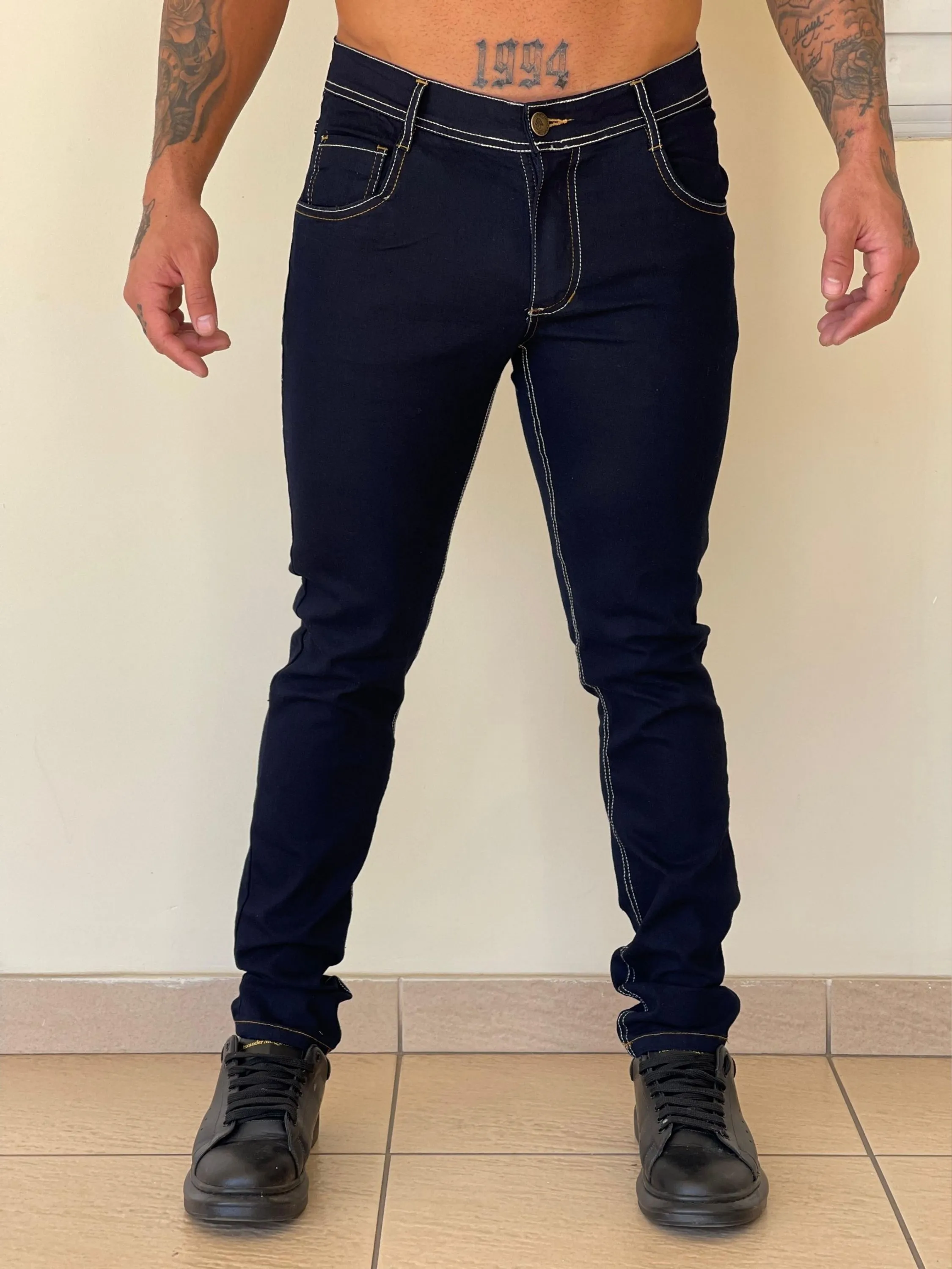 Calça jeans masculino escura slim 2228