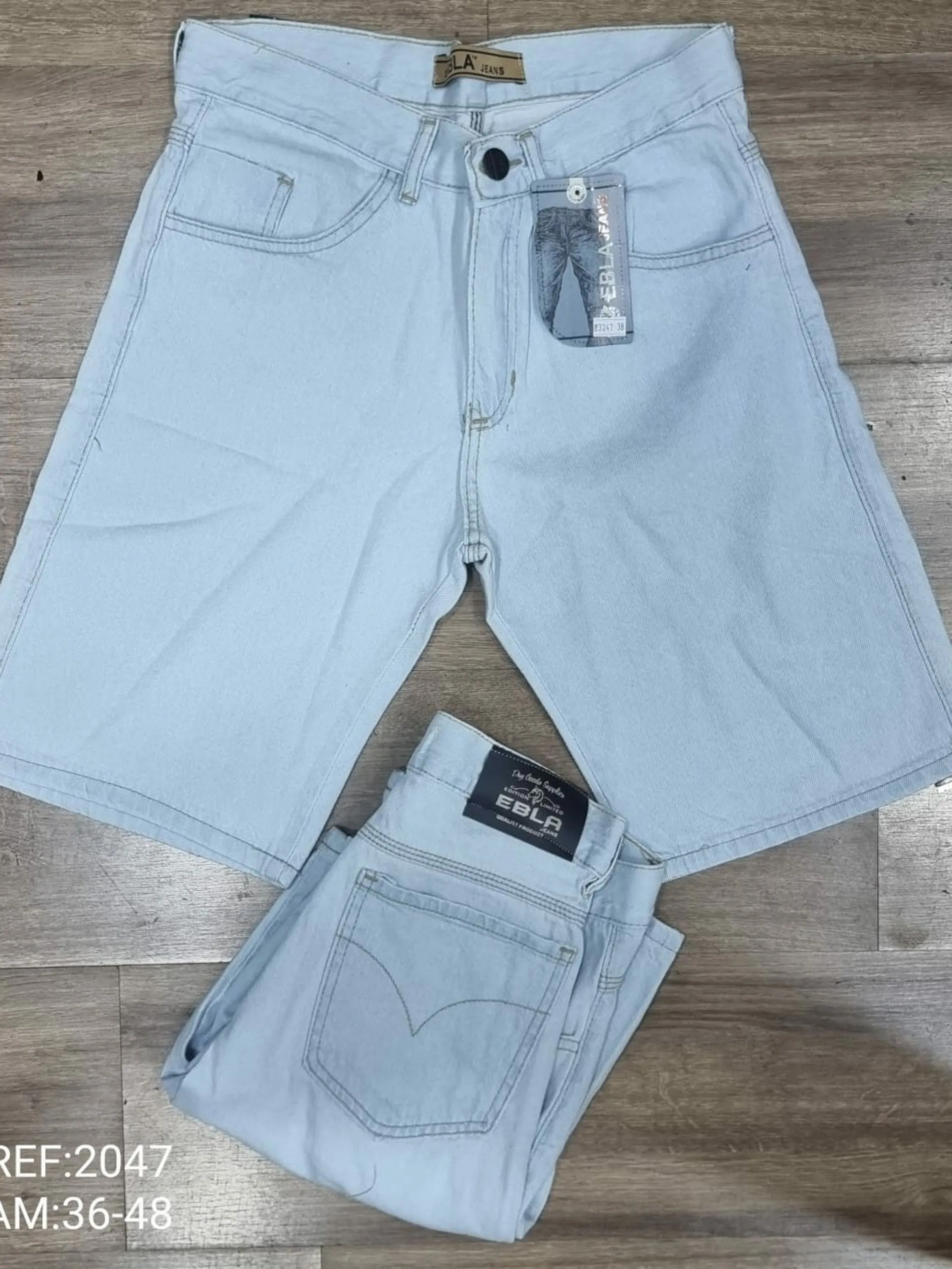 Bermuda jeans masculino delavê sem lycra 2047