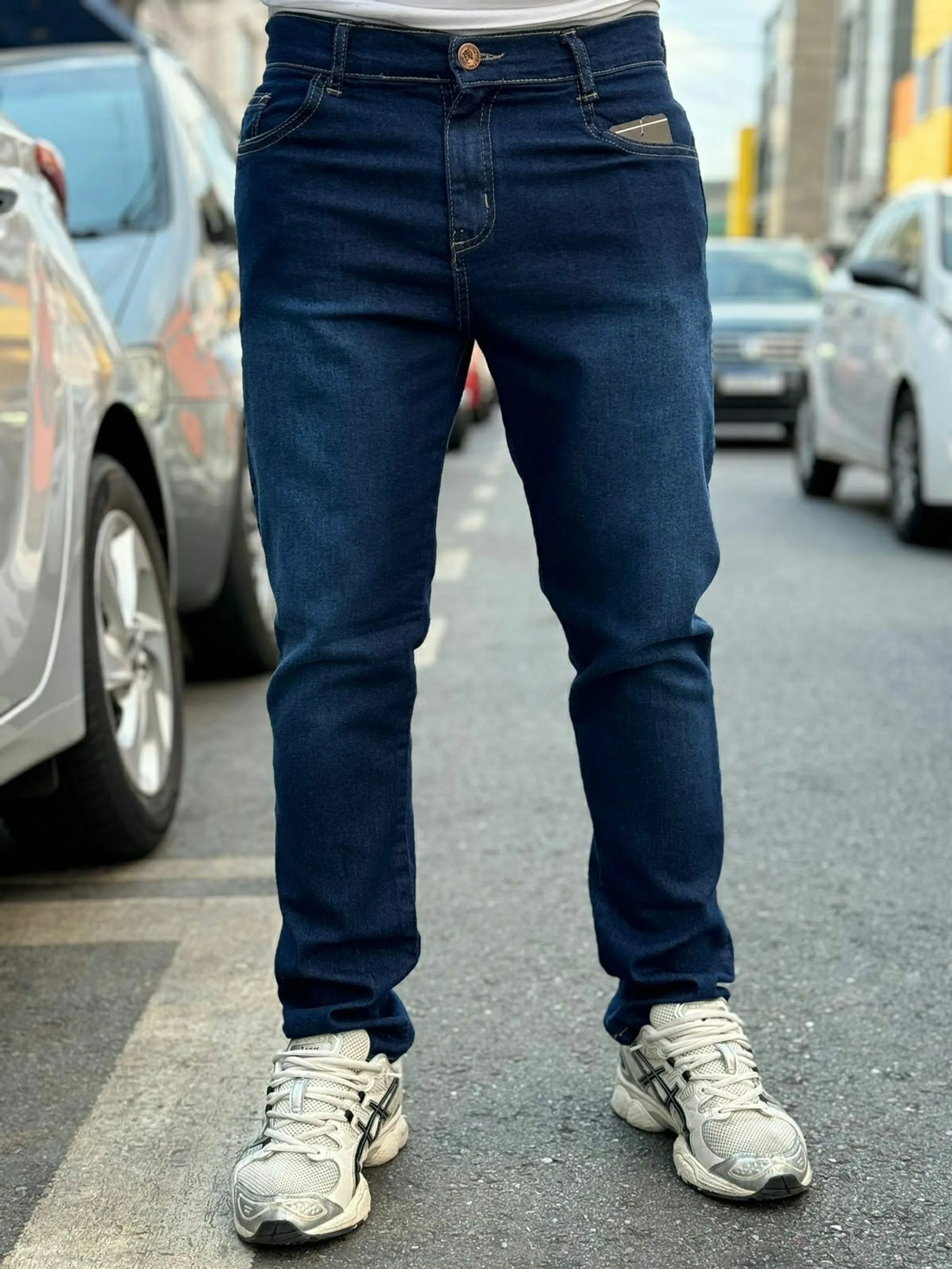 Calça jeans masculino escuro slim 3210