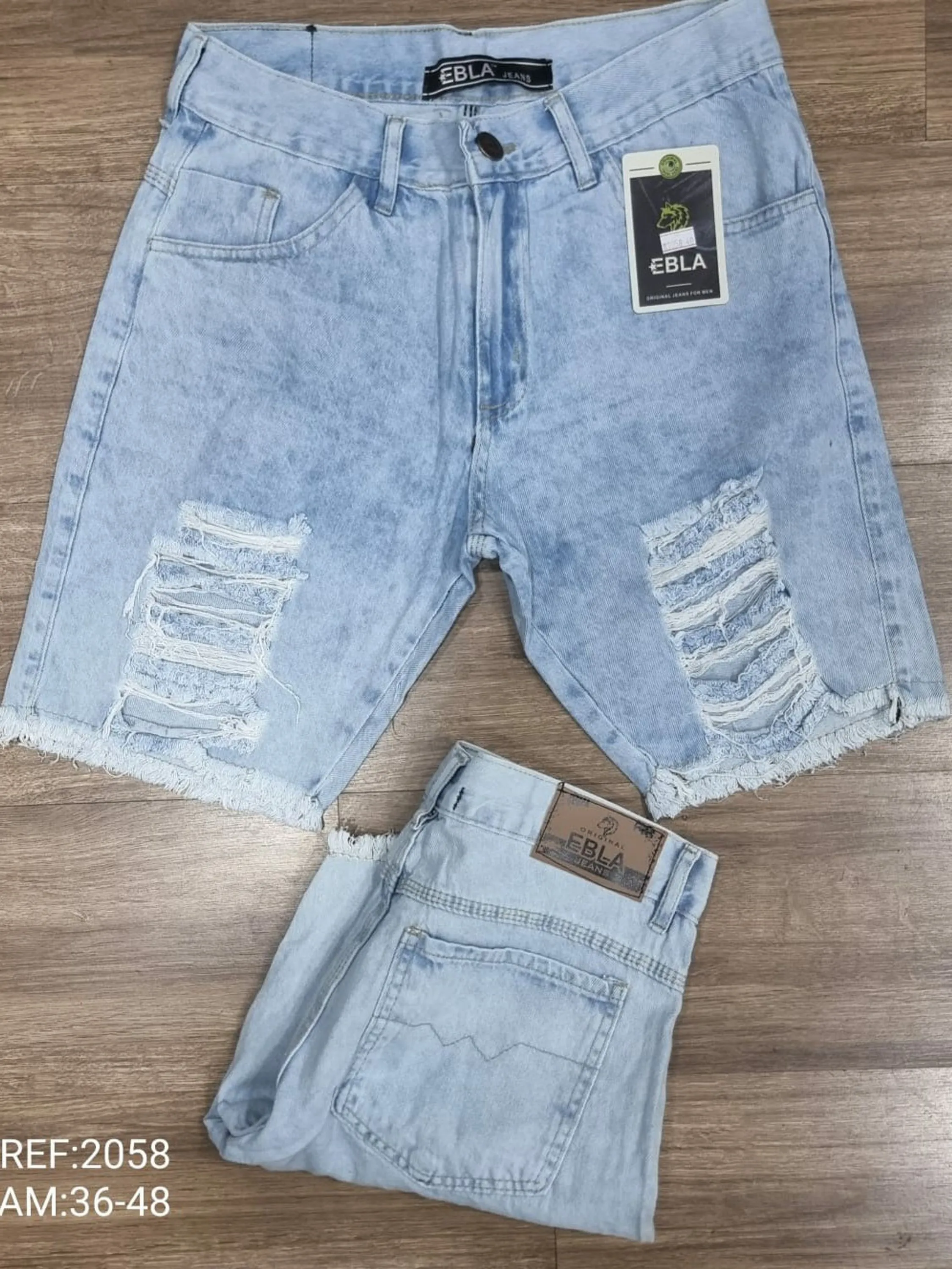 Bermuda jeans masculino destroyd rasgadas 2058