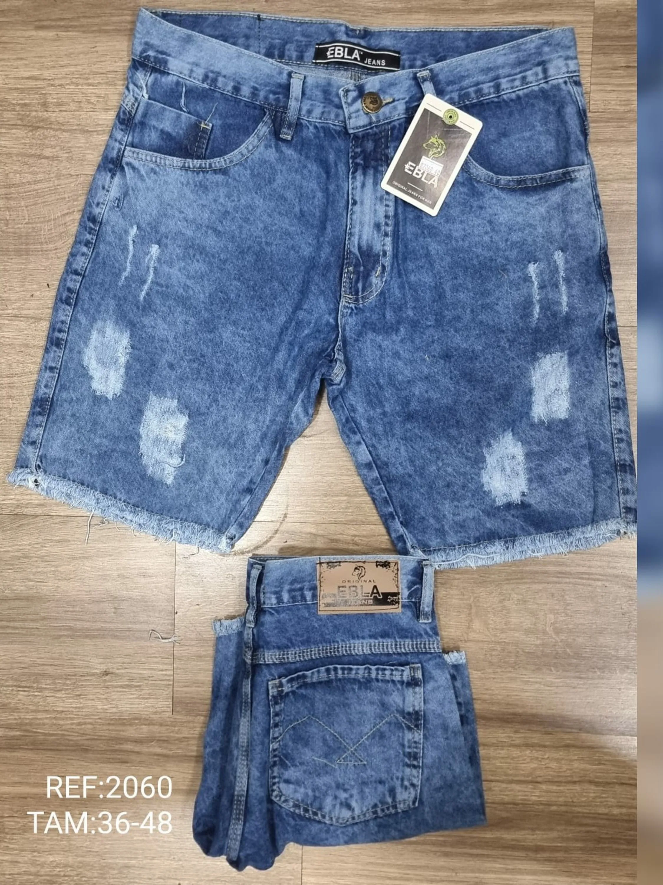 Bermuda jeans masculino 100% algodão 2060