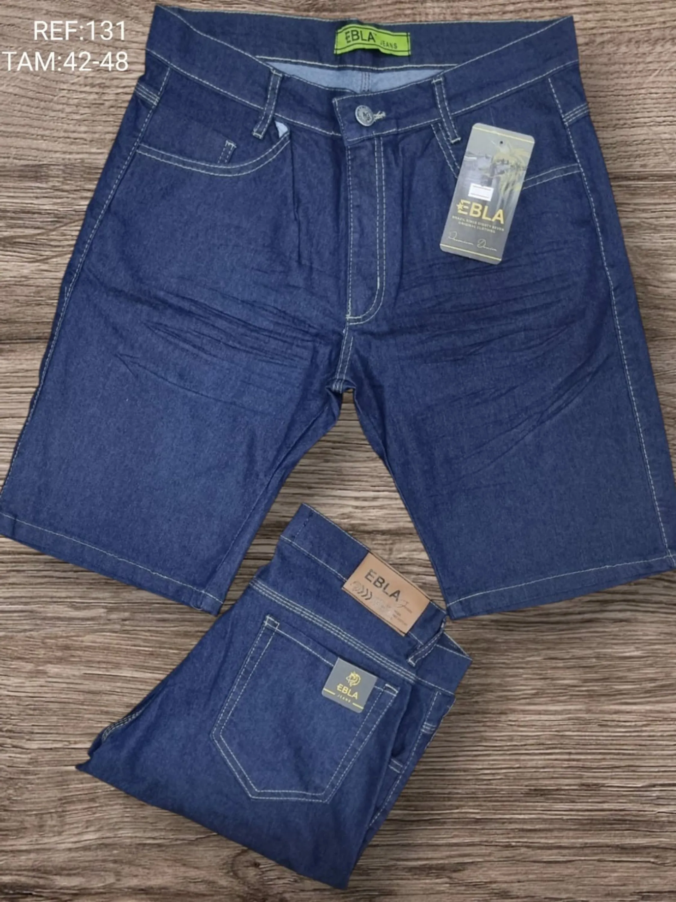 Bermuda jeans masculino com lycra amassada 131