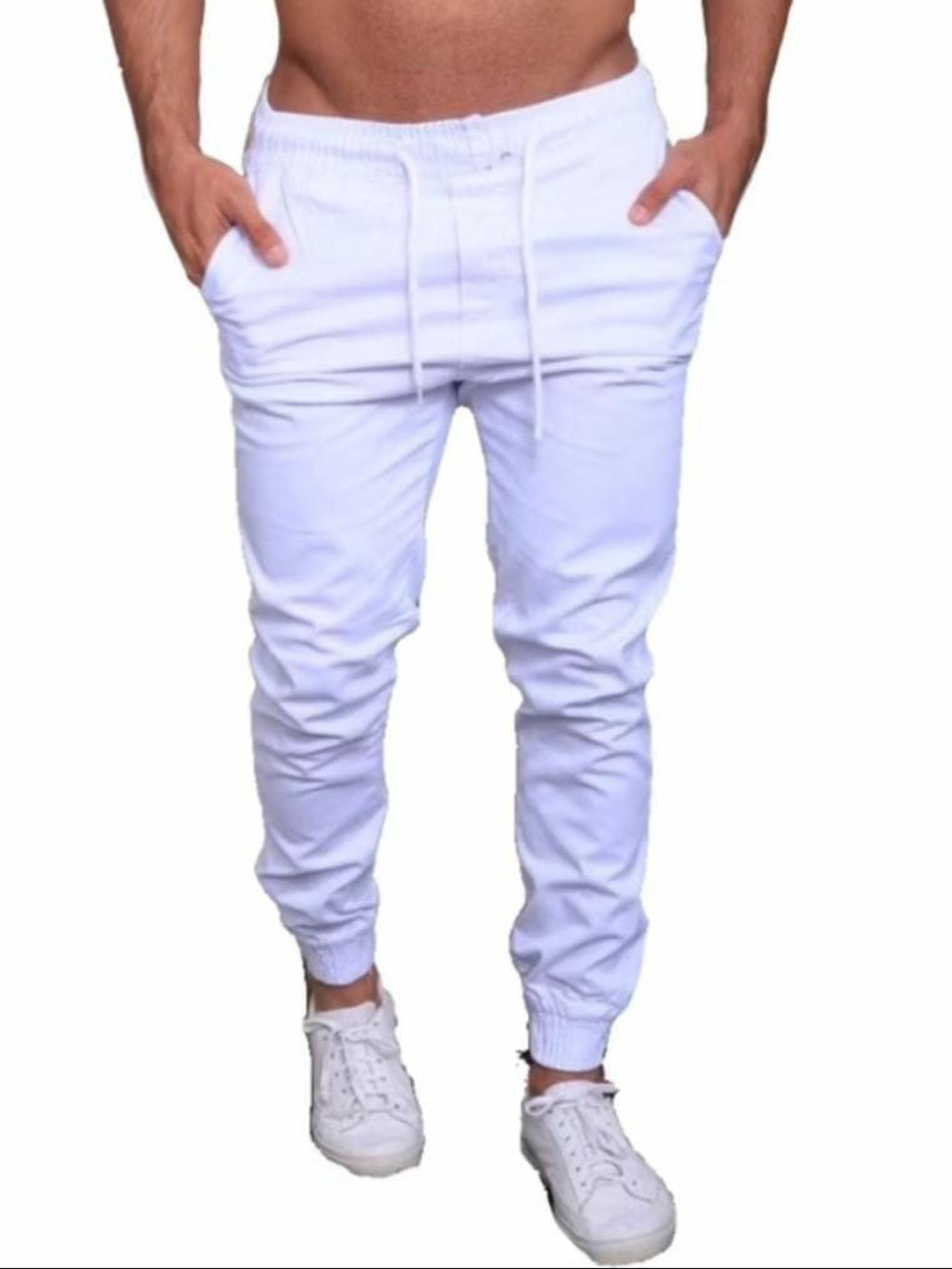 Calça masculina jogger Branca com lycra