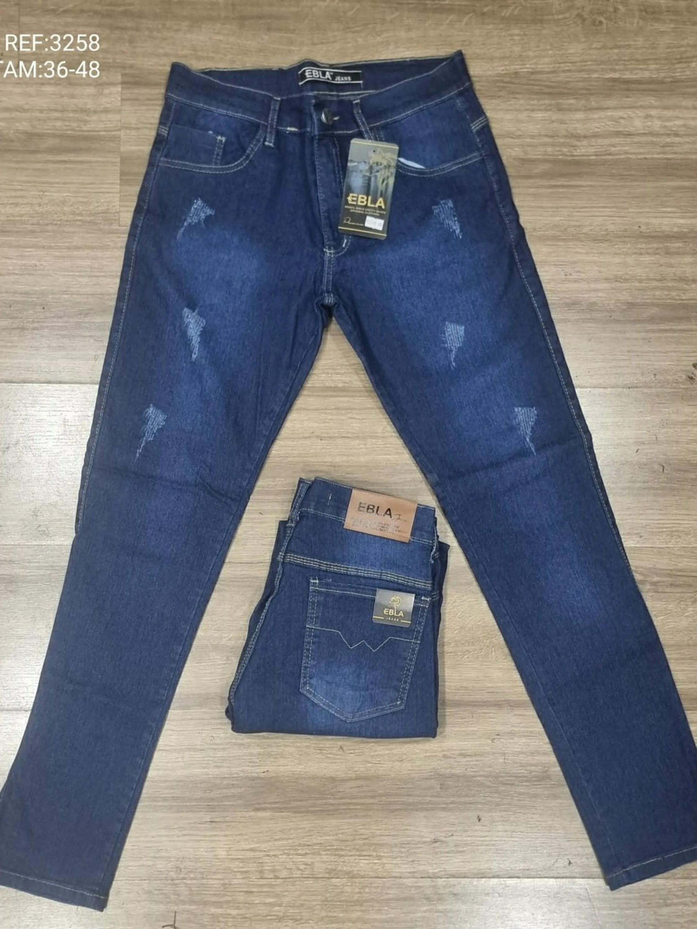 Calça jeans masculino com detalhes 3258