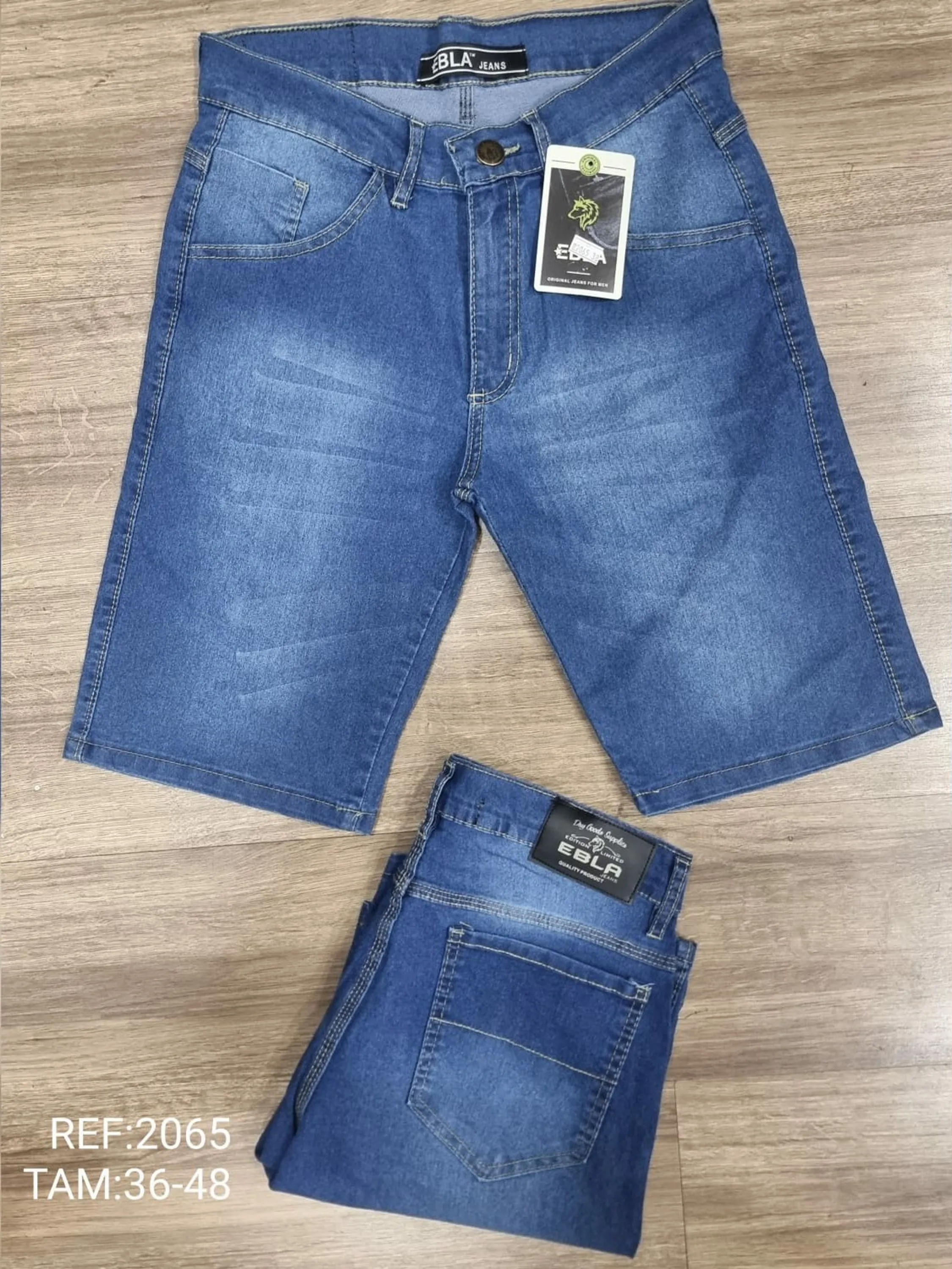 Bermuda jeans masculino lycra com detalhes 2065