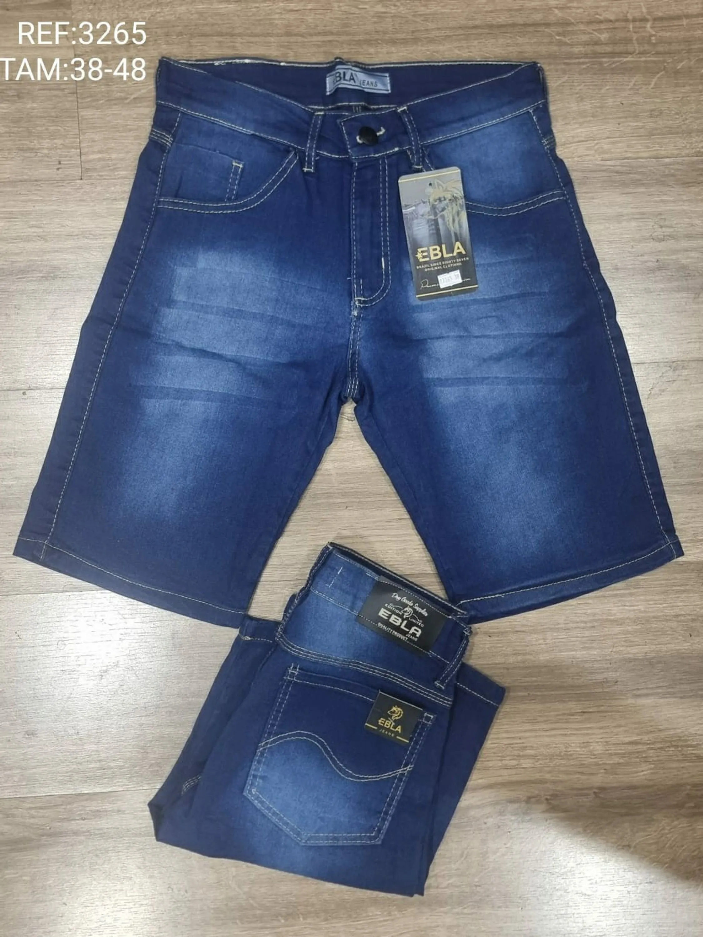 Bermuda jeans masculino azul jeans com lycra 3265