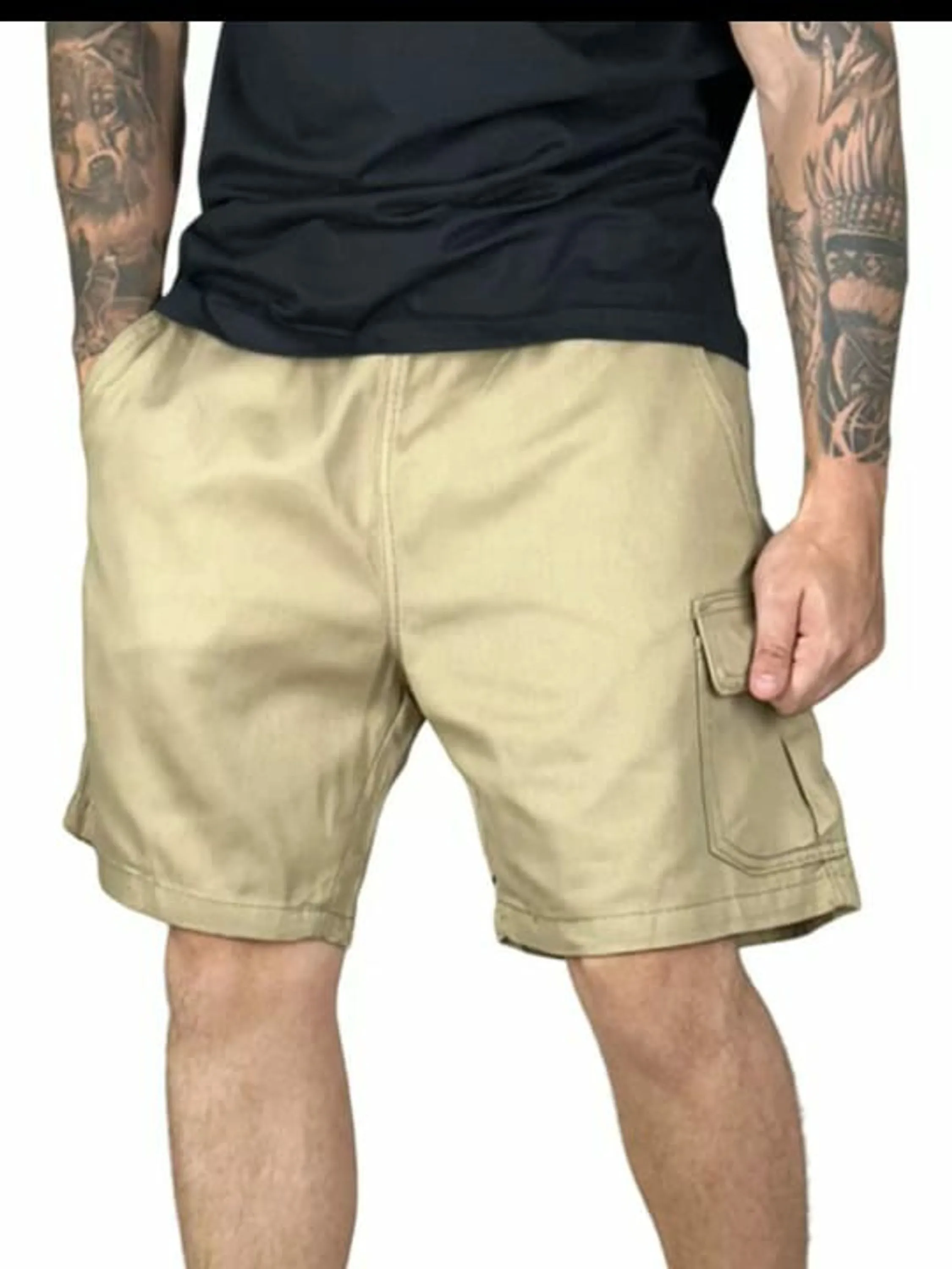 Bermuda shorts masculina cargo 4 bolsos beje