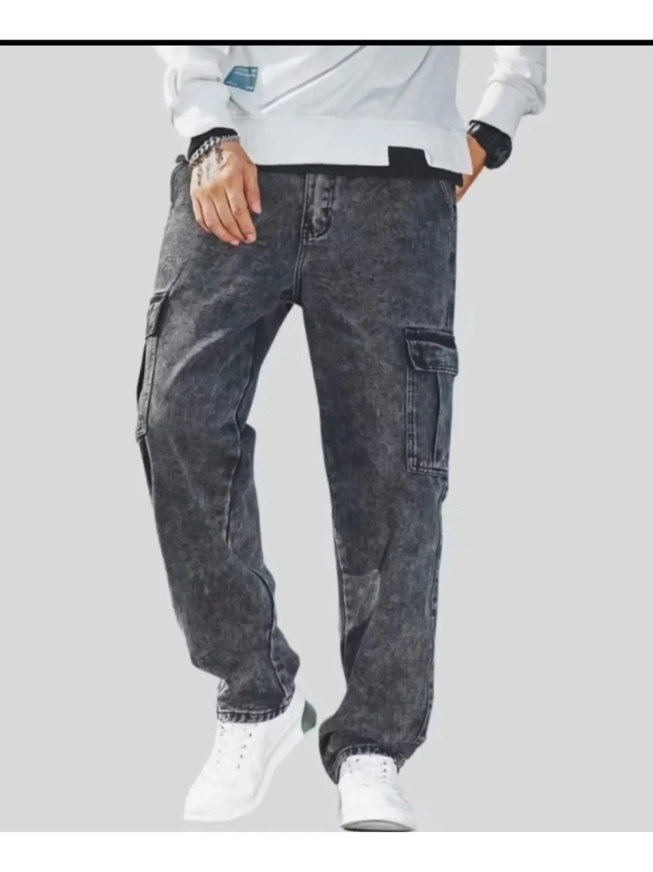 Calça Cargo Grafite Bolso Lateral Urbano Streetwear Estonada