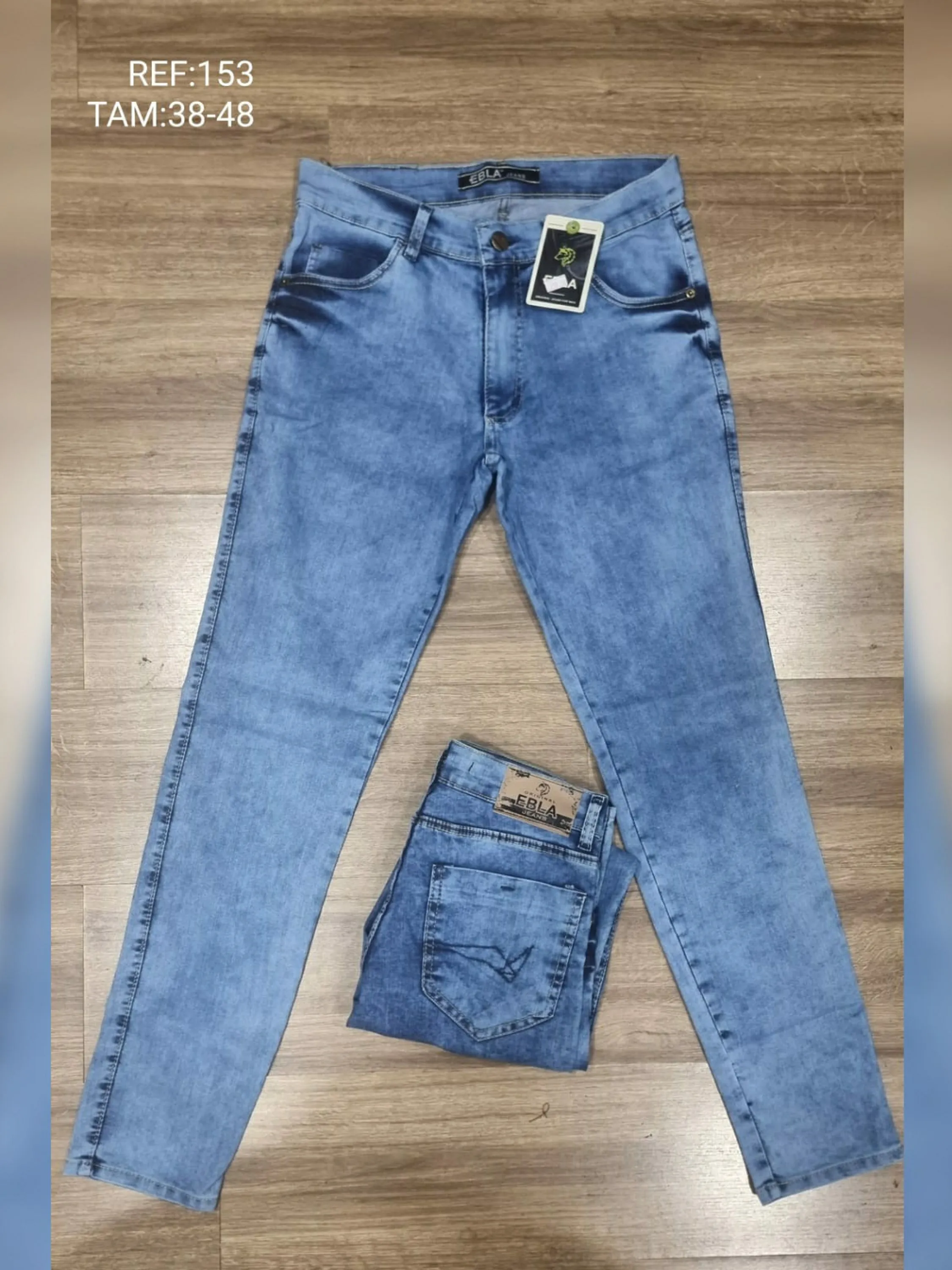 Calça jeans masculino azul marmorizado 153