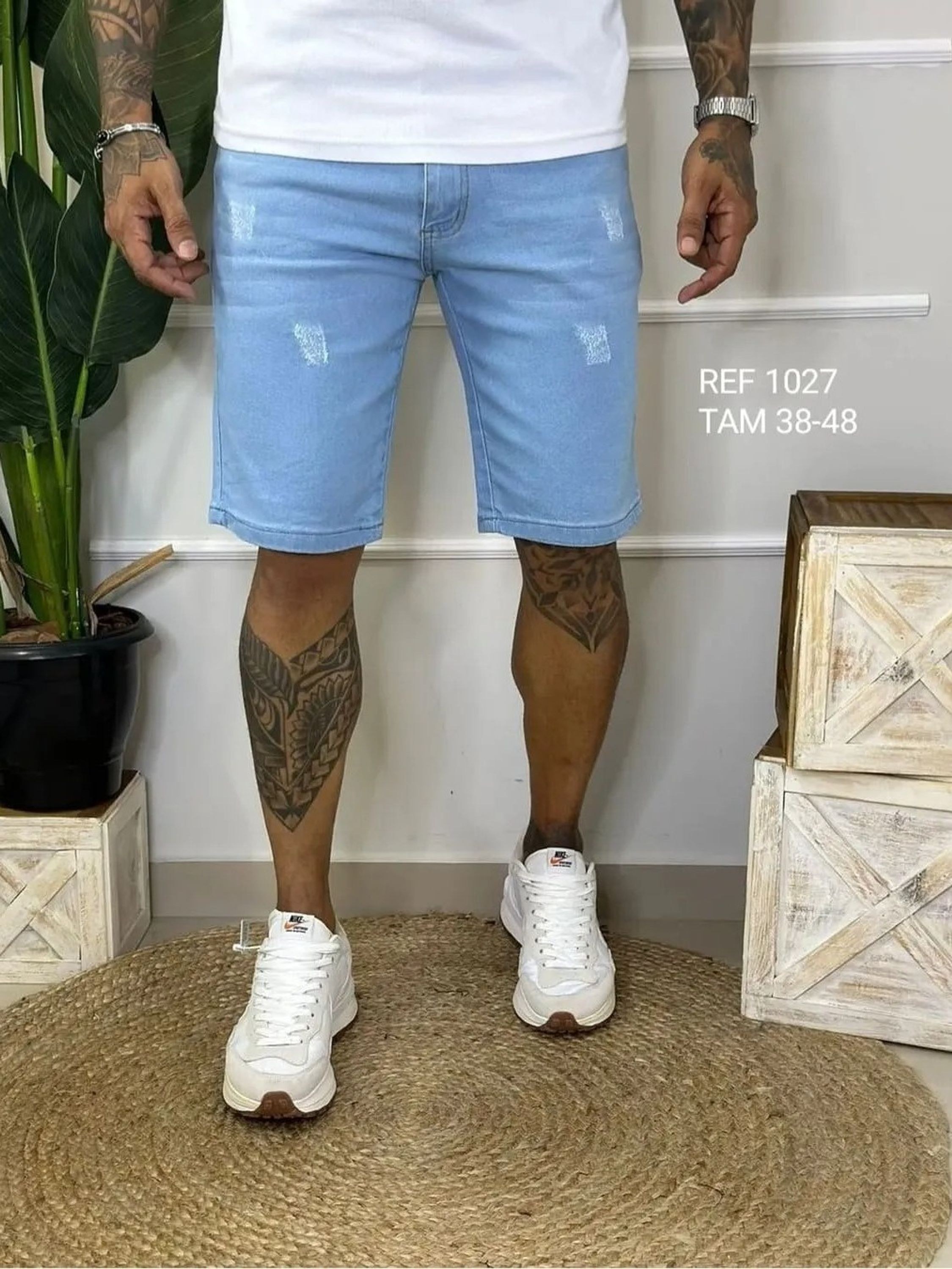 Bermuda Jeans Masculina Slim Com Elastano Várias Cores