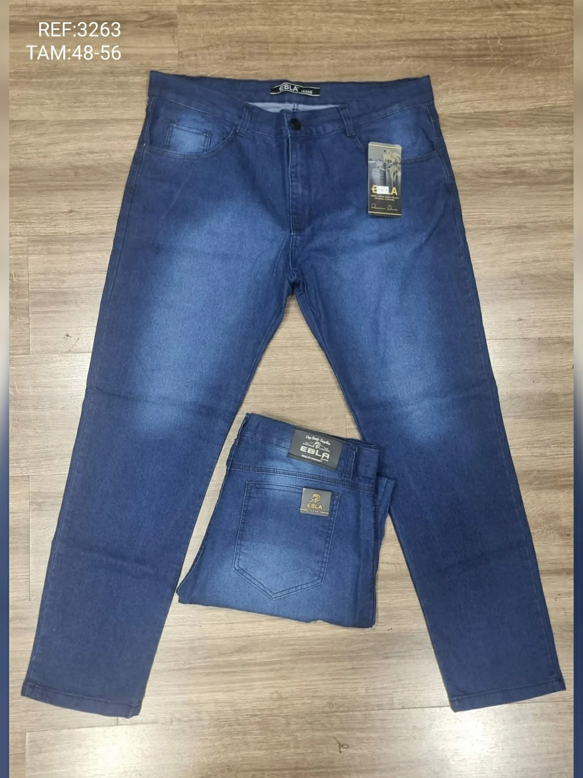 Calça jeans masculino plus size azul escuro 3263