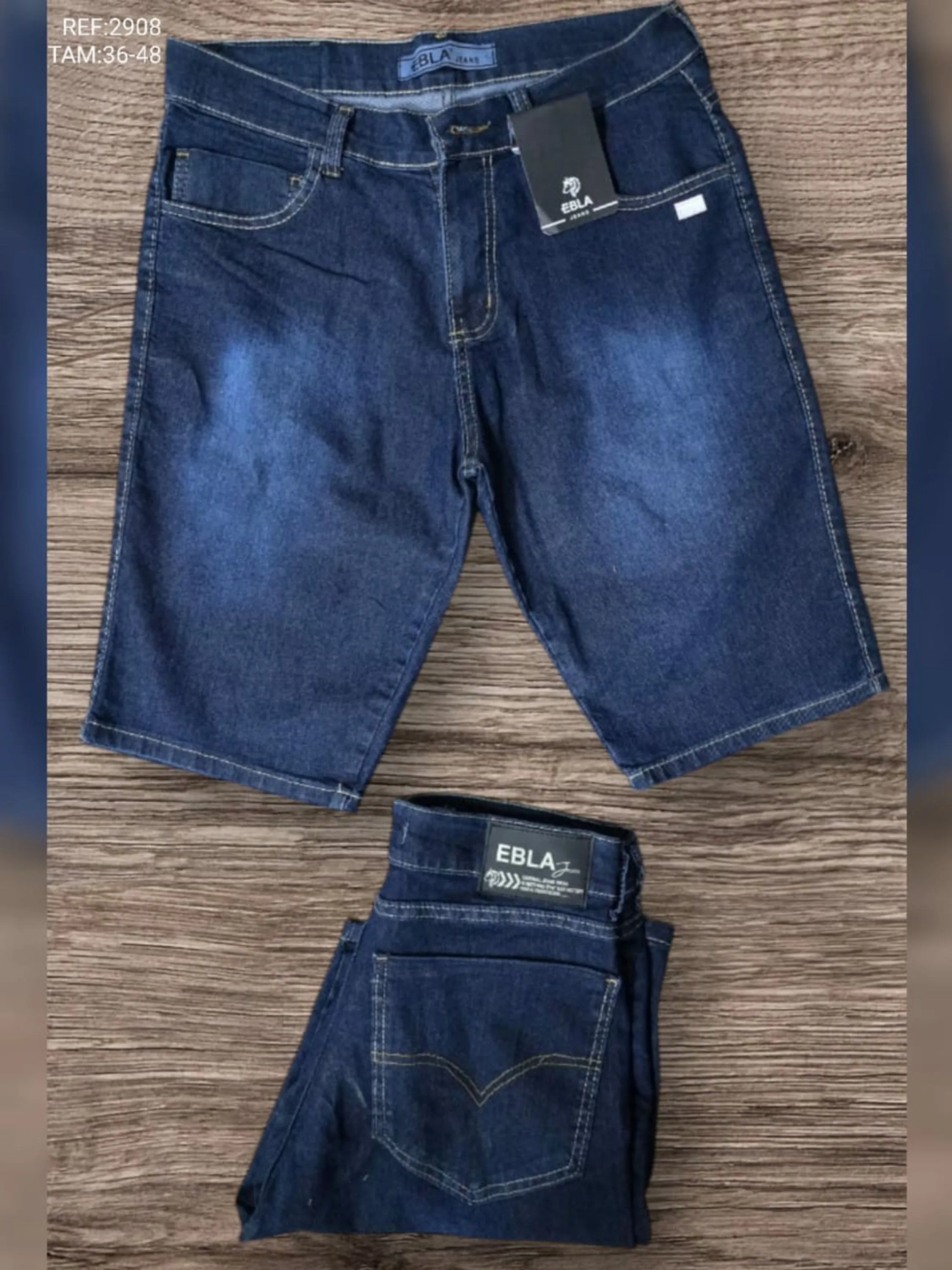 Bermuda jeans masculino lycra confortável para viajar 2908