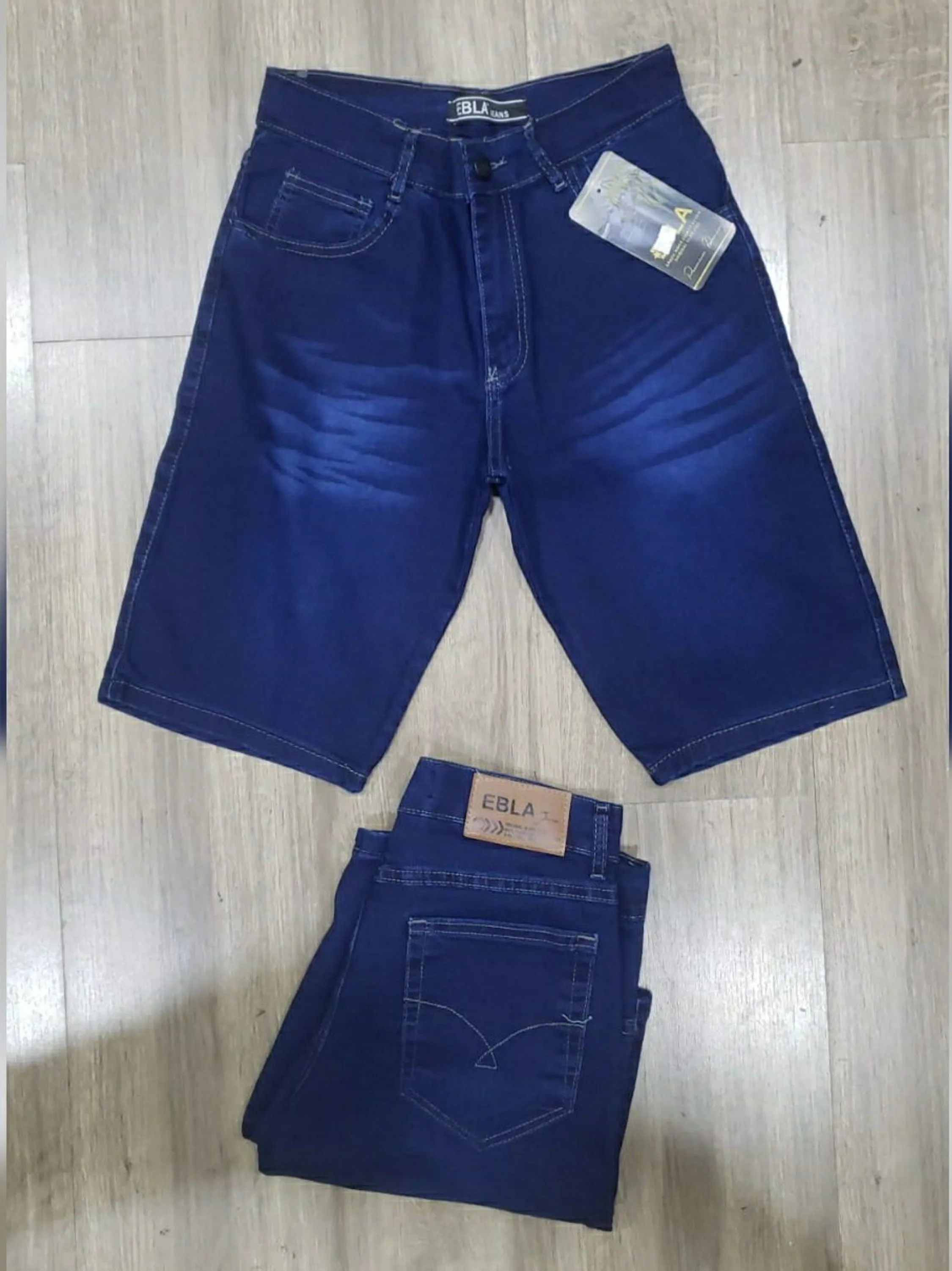 Bermuda jeans masculino lycra escura