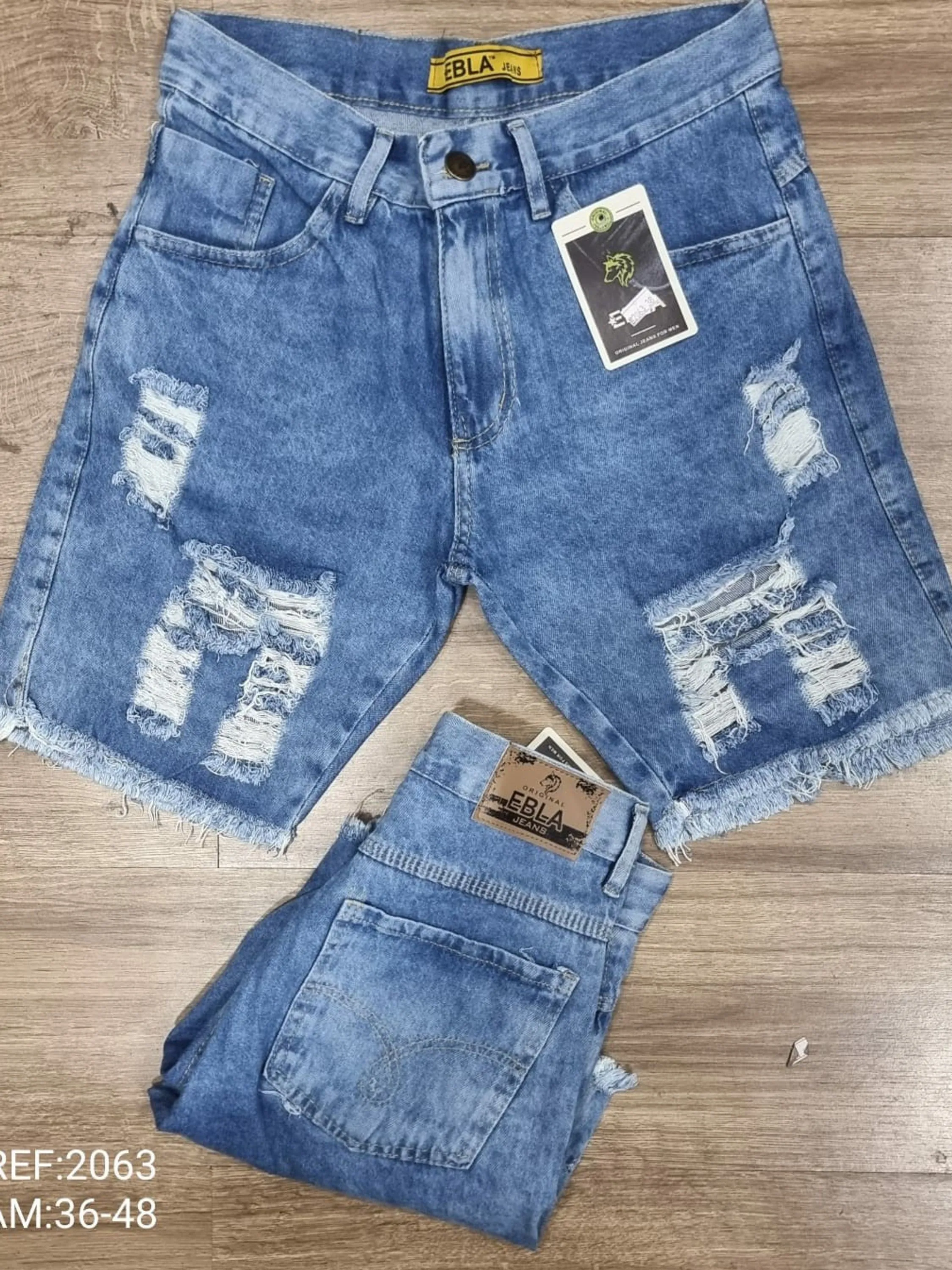 Bermuda jeans masculino destroyd 2063