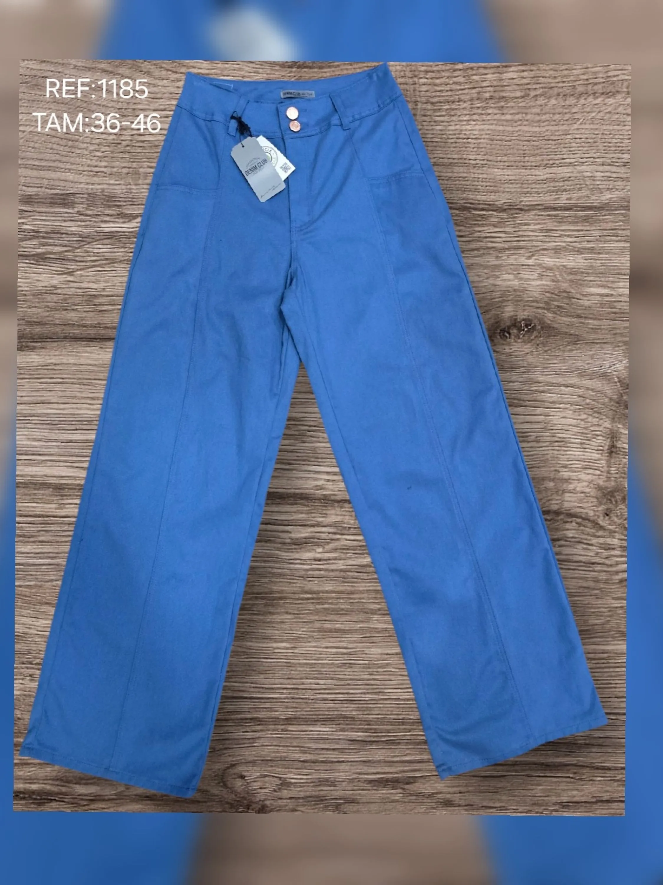 Calça Wide leg feminina azul sarja promoção