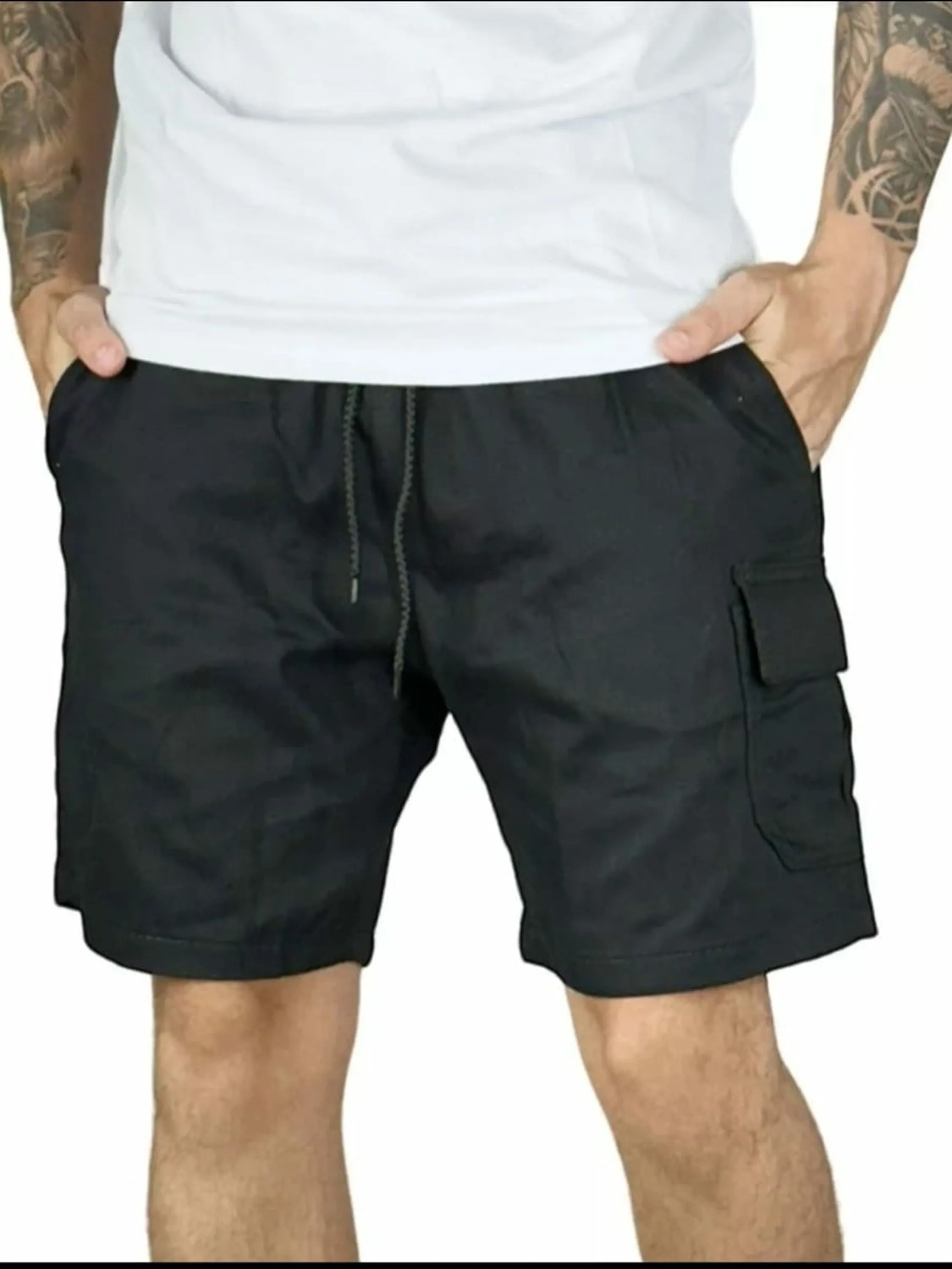 Bermuda shorts masculina cargo 4 bolsos preta