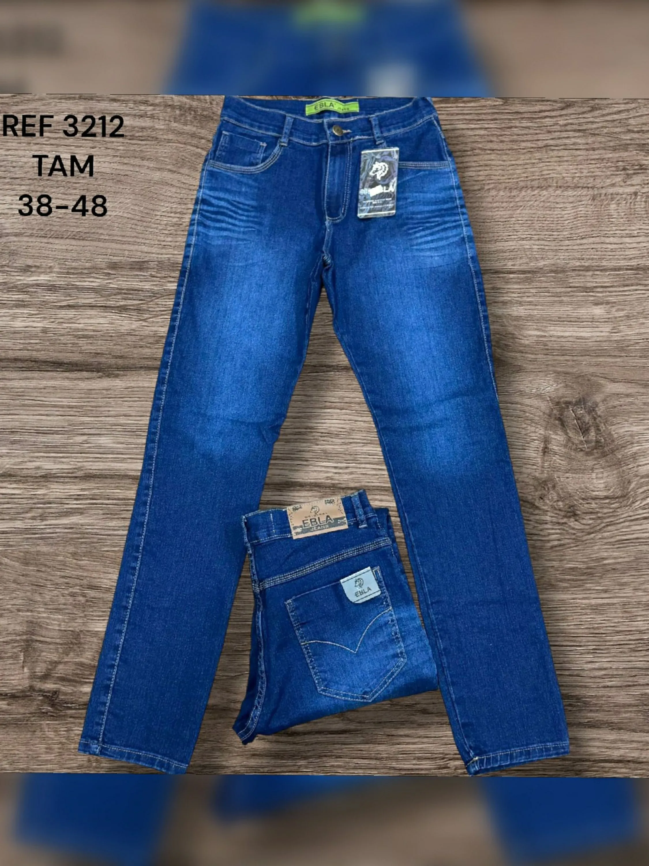 Calça jeans masculino escura com detalhes 3212