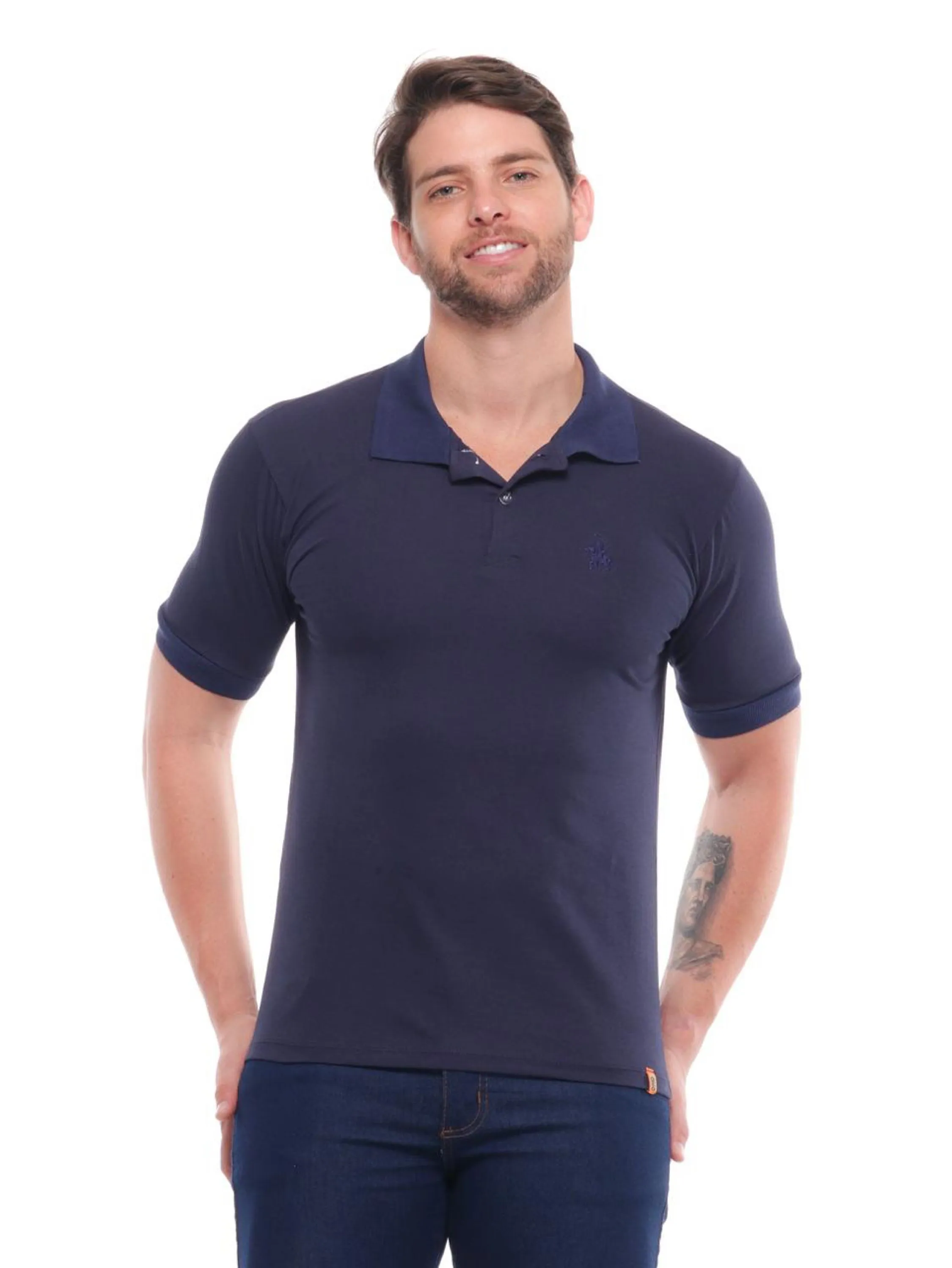 Camiseta G/Polo Bordada Algodão