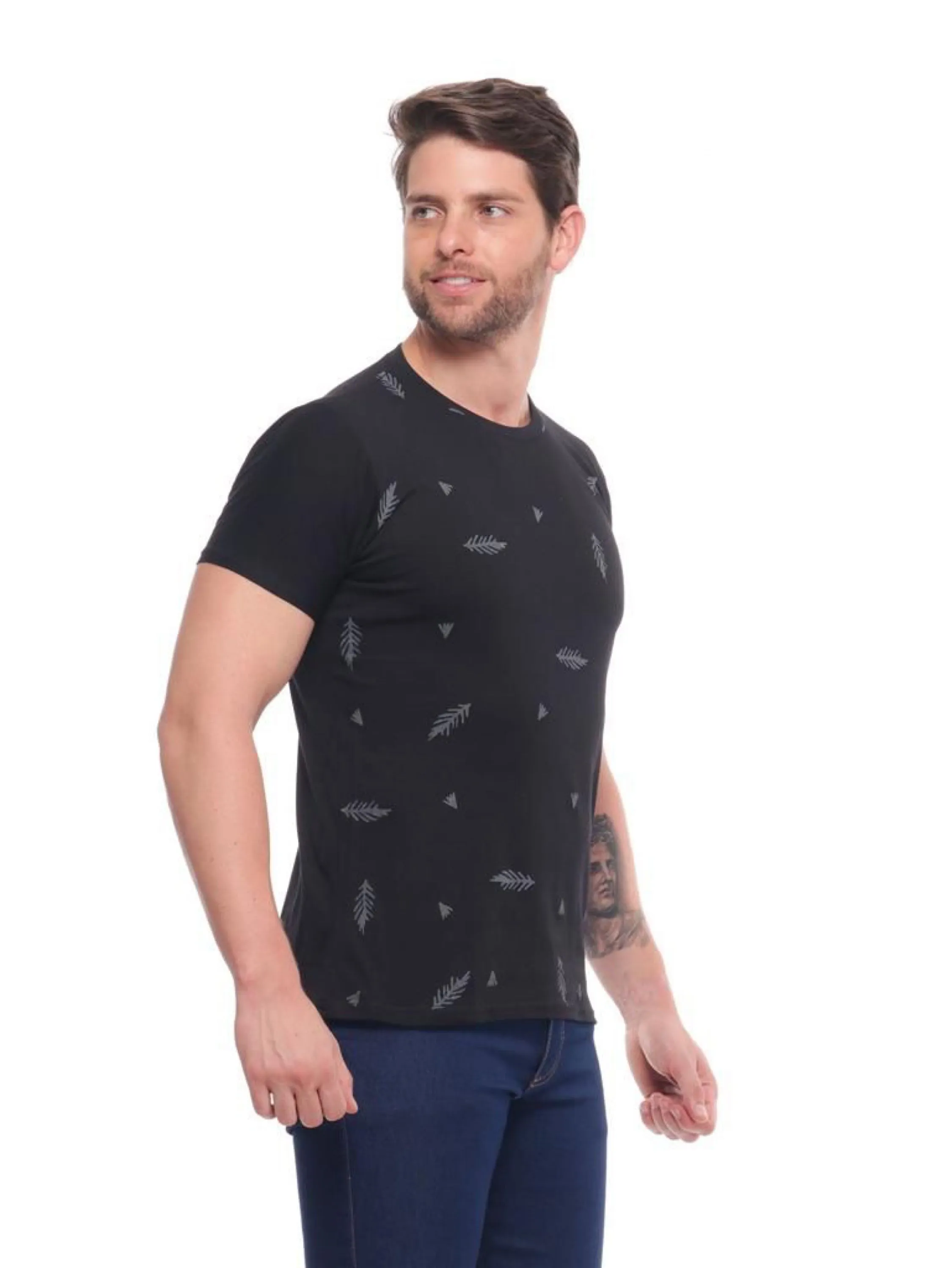 Camiseta Masculina Algodão Floral