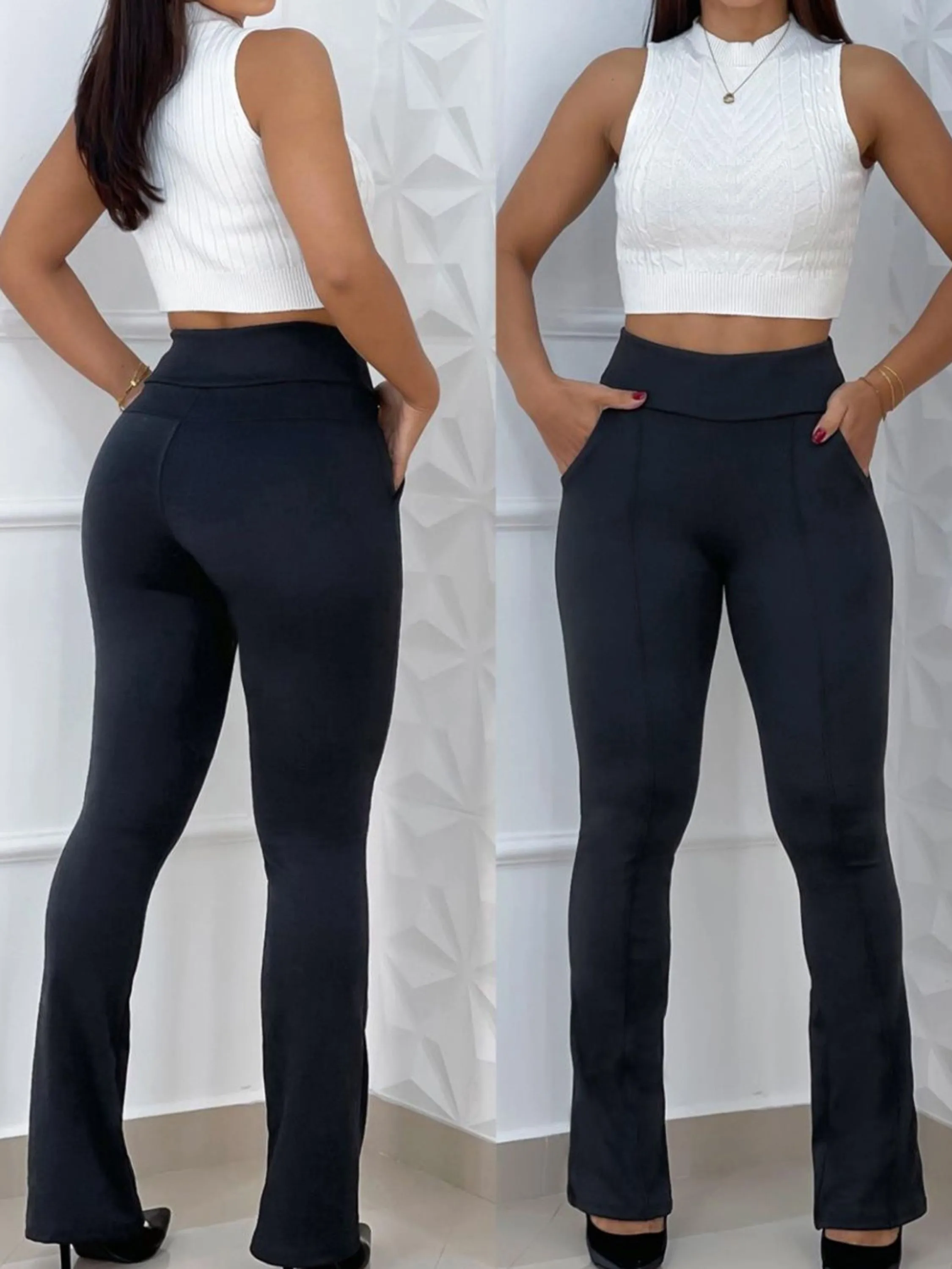 Calça Leggin Flare Com Bolso