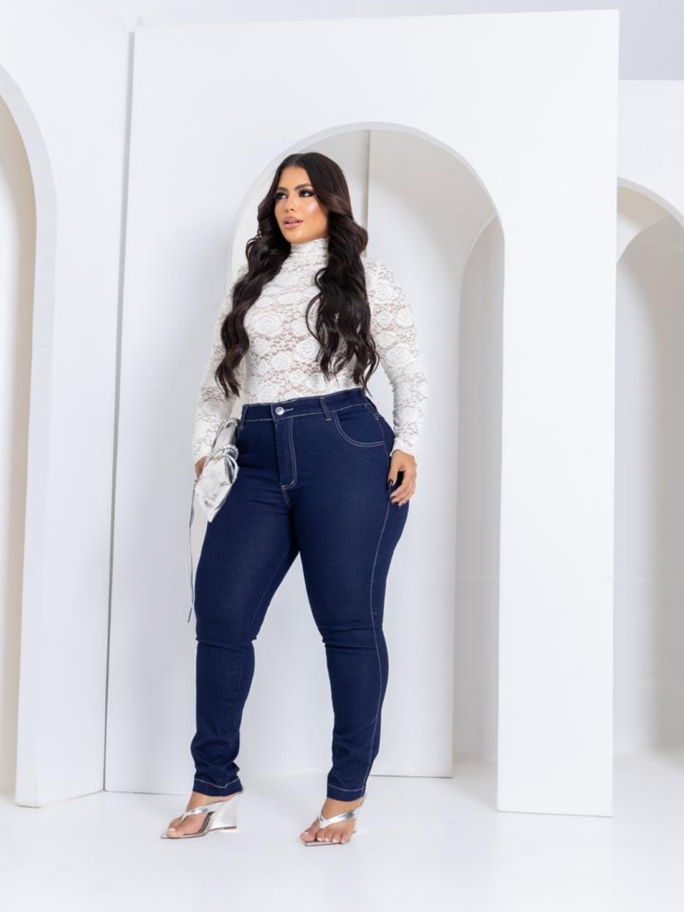 Calça skinny jeans feminina plus size